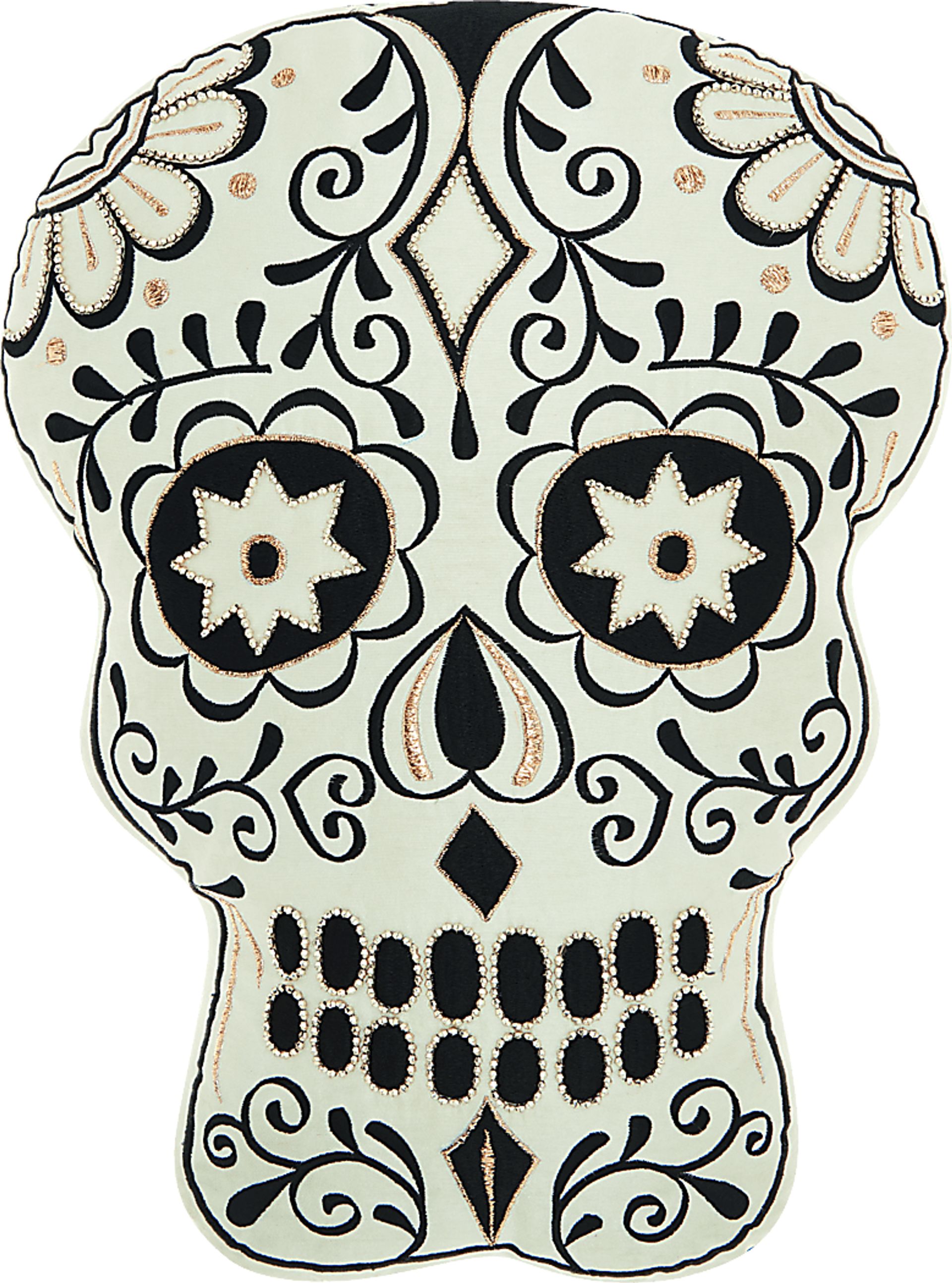Kids Blooming Skull Black Accent Pillow - Image 1