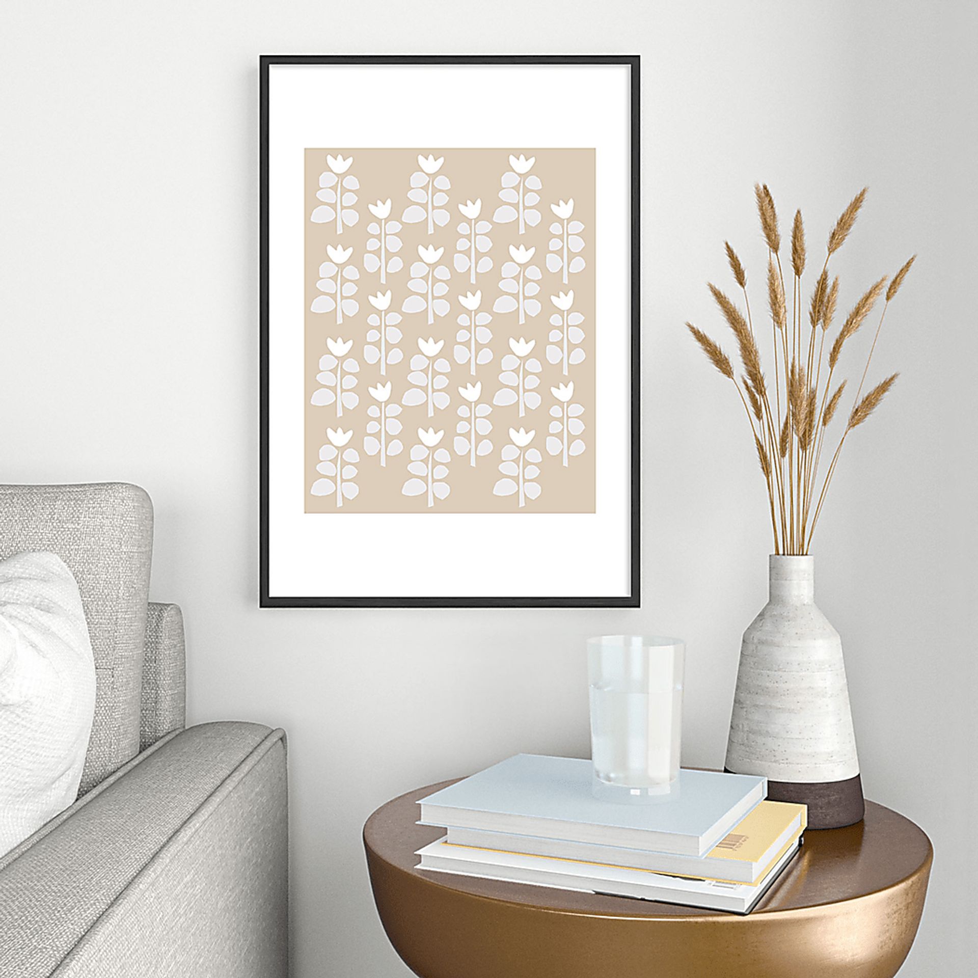 Kids Blooming Spring I Beige Metal Framed Print - Image 2