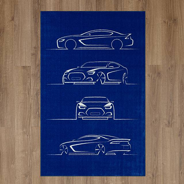 Kids Blueprint Auto Blue 5' x 8' Rug - Thumbnail - Image 2