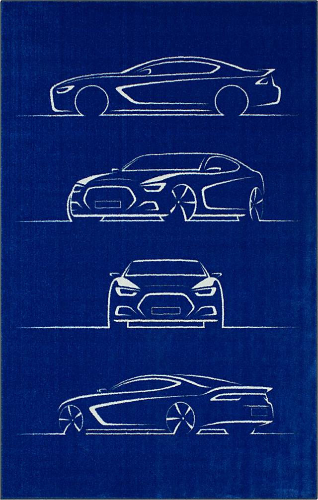 Kids Blueprint Auto Blue 5' x 8' Rug - Thumbnail - Image 1