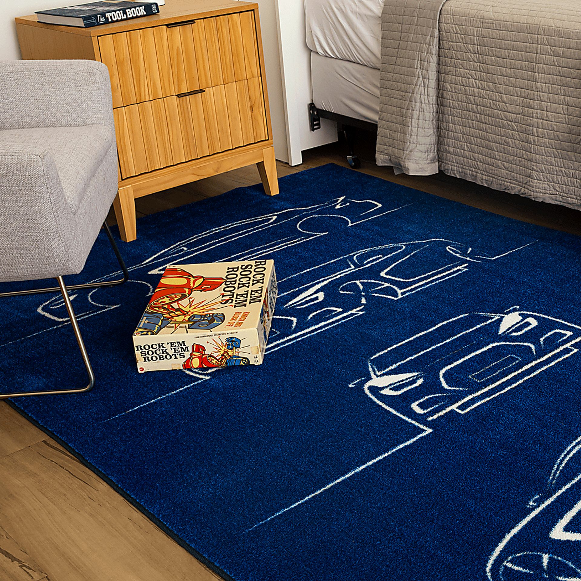 Kids Blueprint Auto Blue 3' x 5' Rug - Image 8