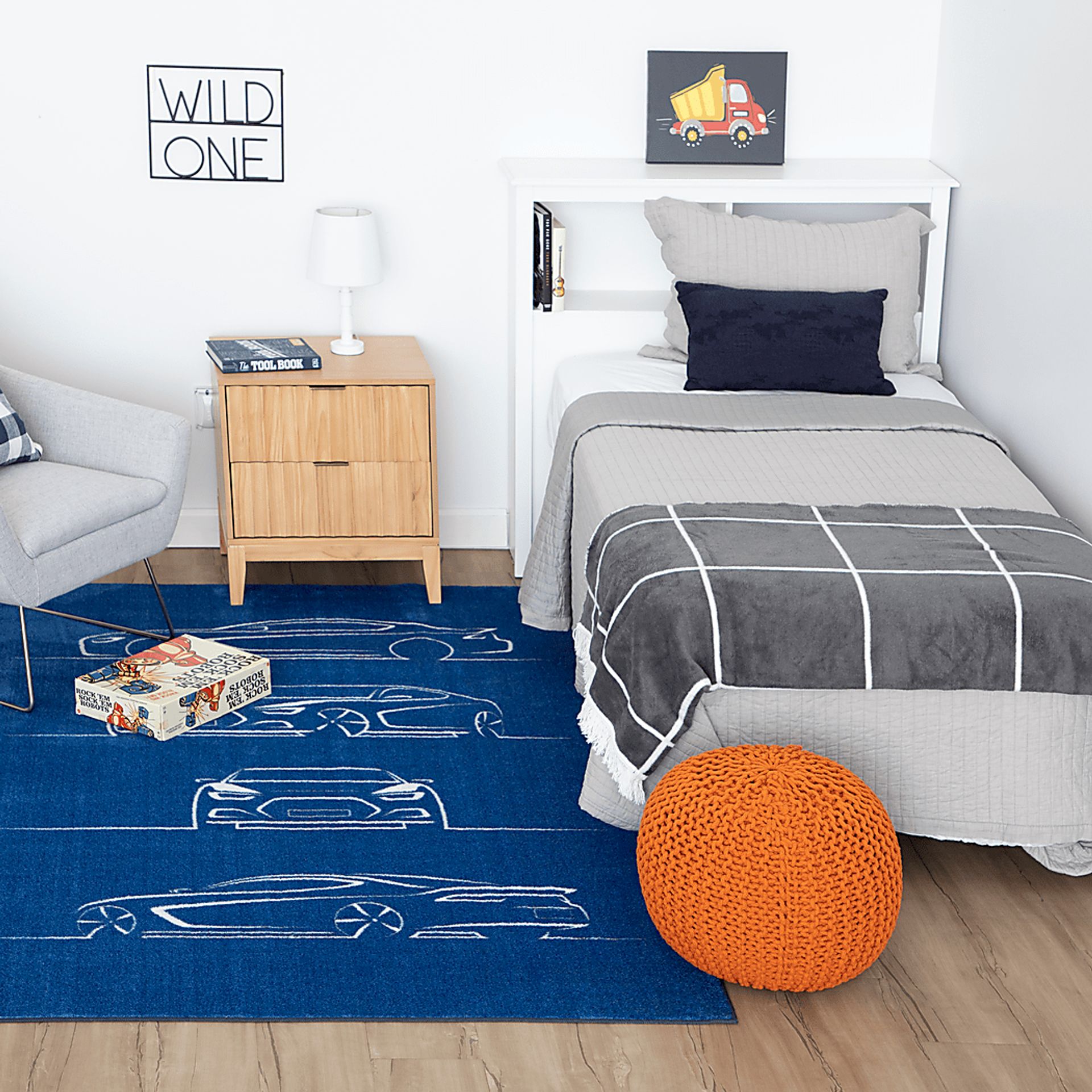 Kids Blueprint Auto Blue 3' x 5' Rug - Image 9