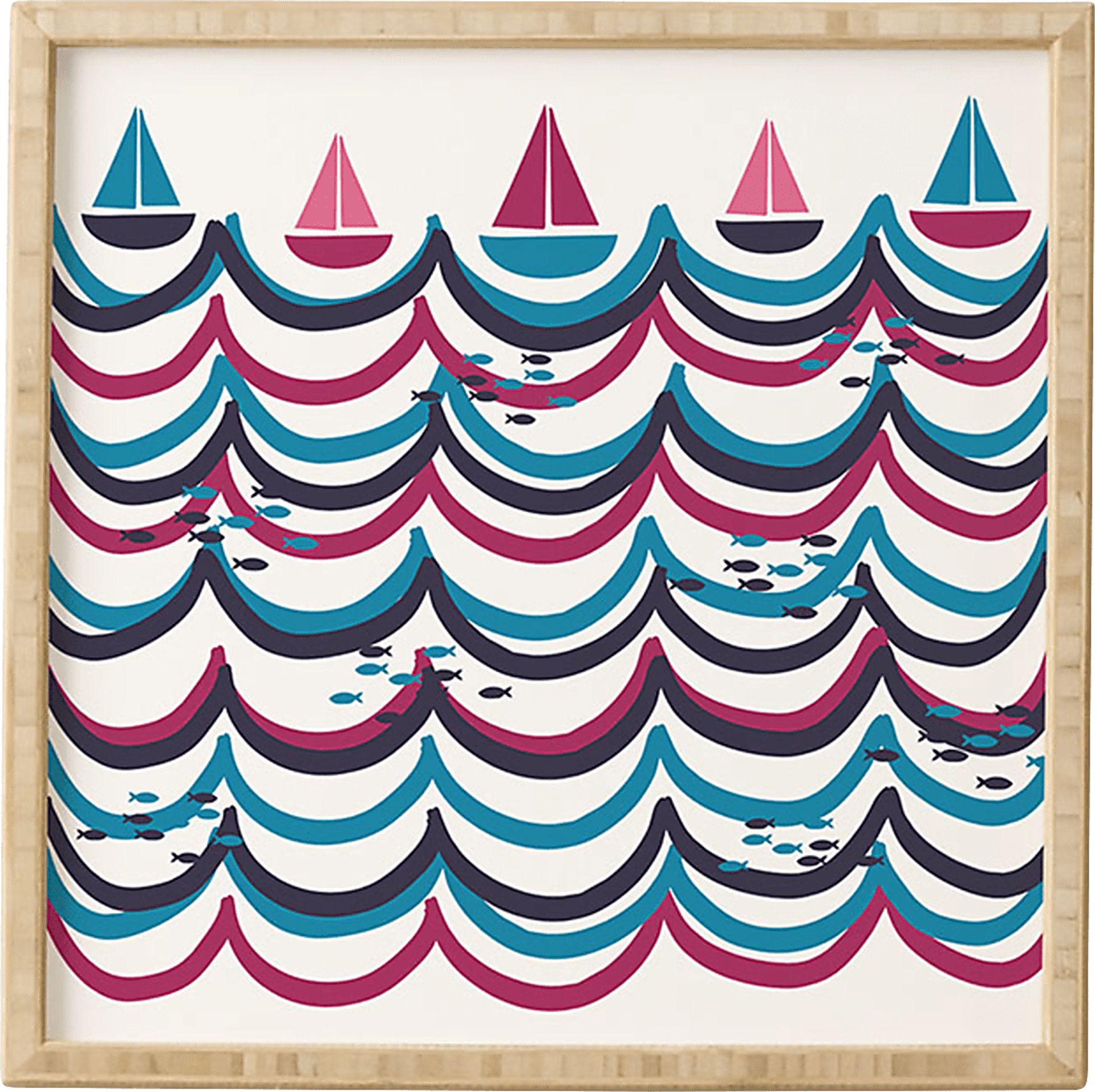 Kids Boat Race Blue Wall Art - Image 1