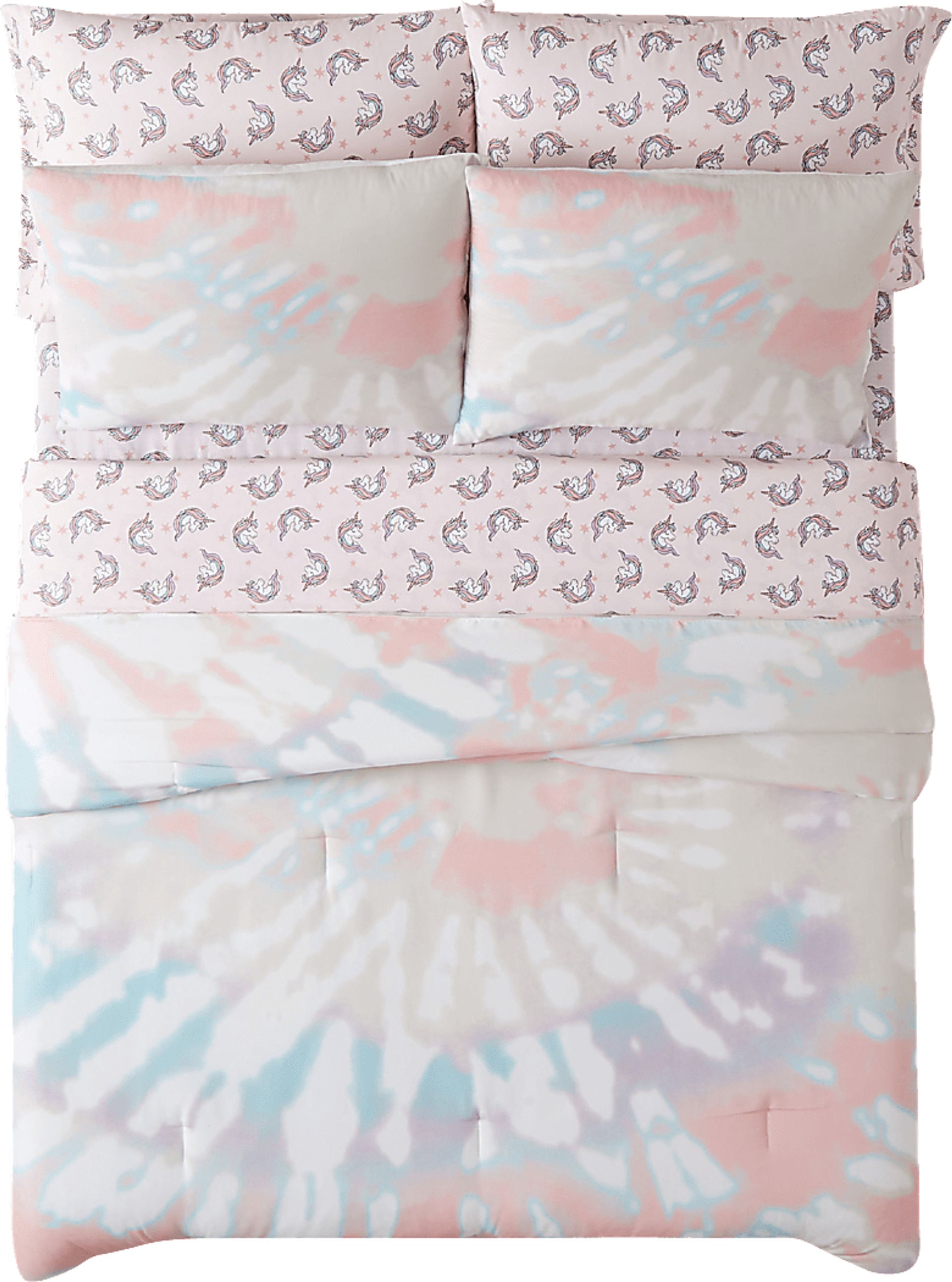 Kids Boho Chique Pink 7 Pc Full Comforter Set - Image 1