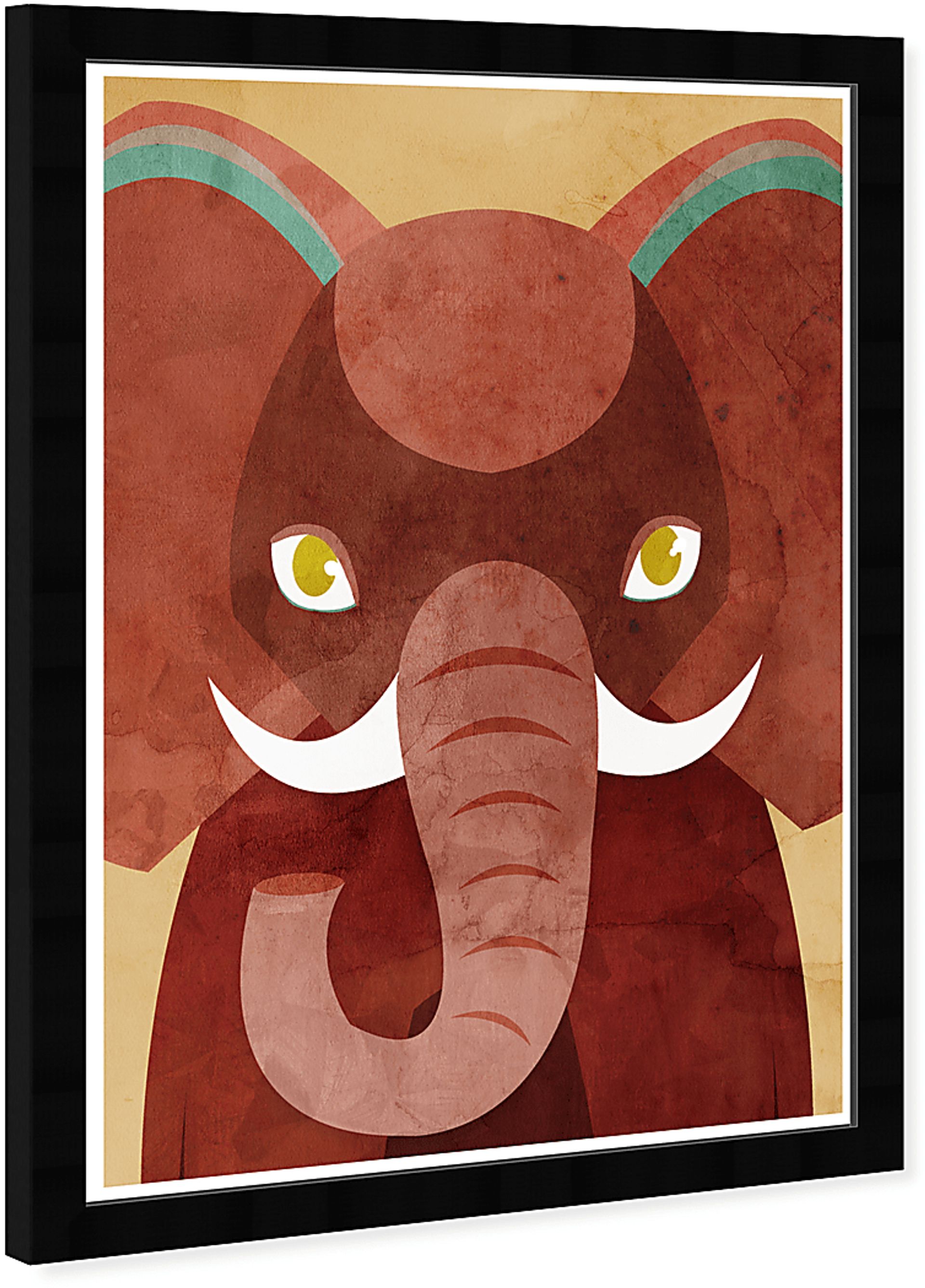 Kids Bold Vibrant Elephant Brown Wall Art - Image 2