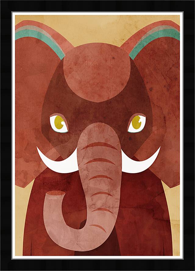 Kids Bold Vibrant Elephant Brown Wall Art - Thumbnail - Image 1