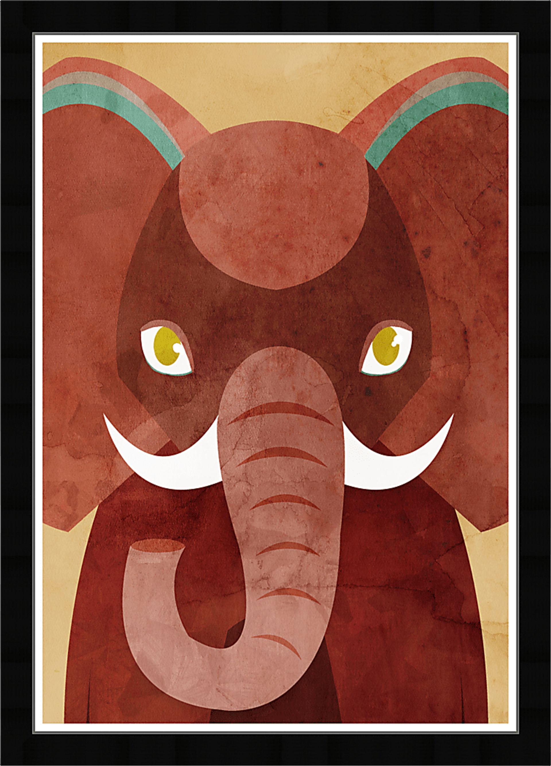 Kids Bold Vibrant Elephant Brown Wall Art - Image 1