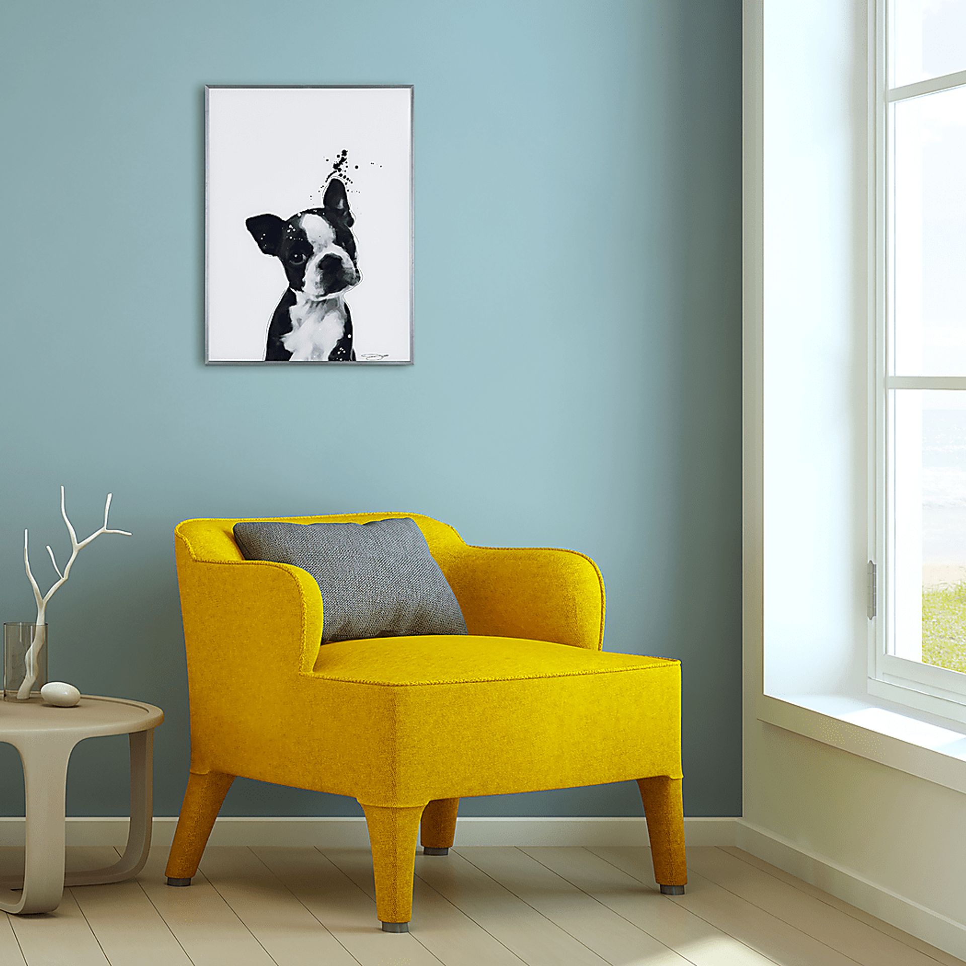 Kids Boston Terrier Pup Black Wall Art - Image 4