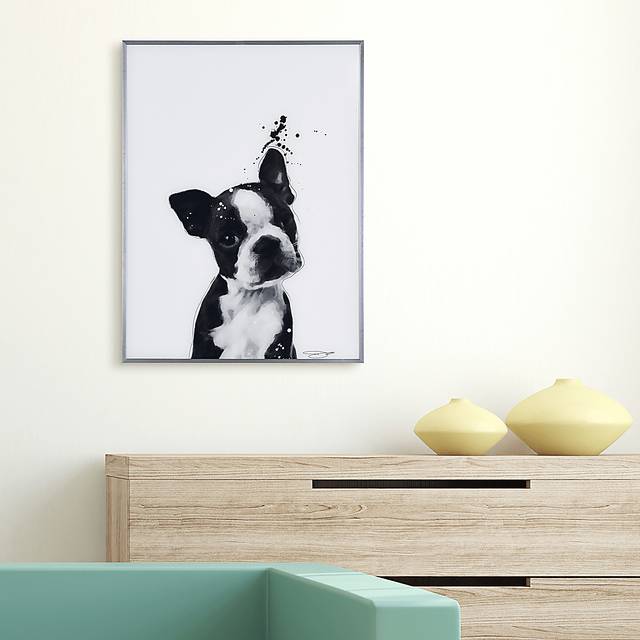 Kids Boston Terrier Pup Black Wall Art - Thumbnail - Image 6