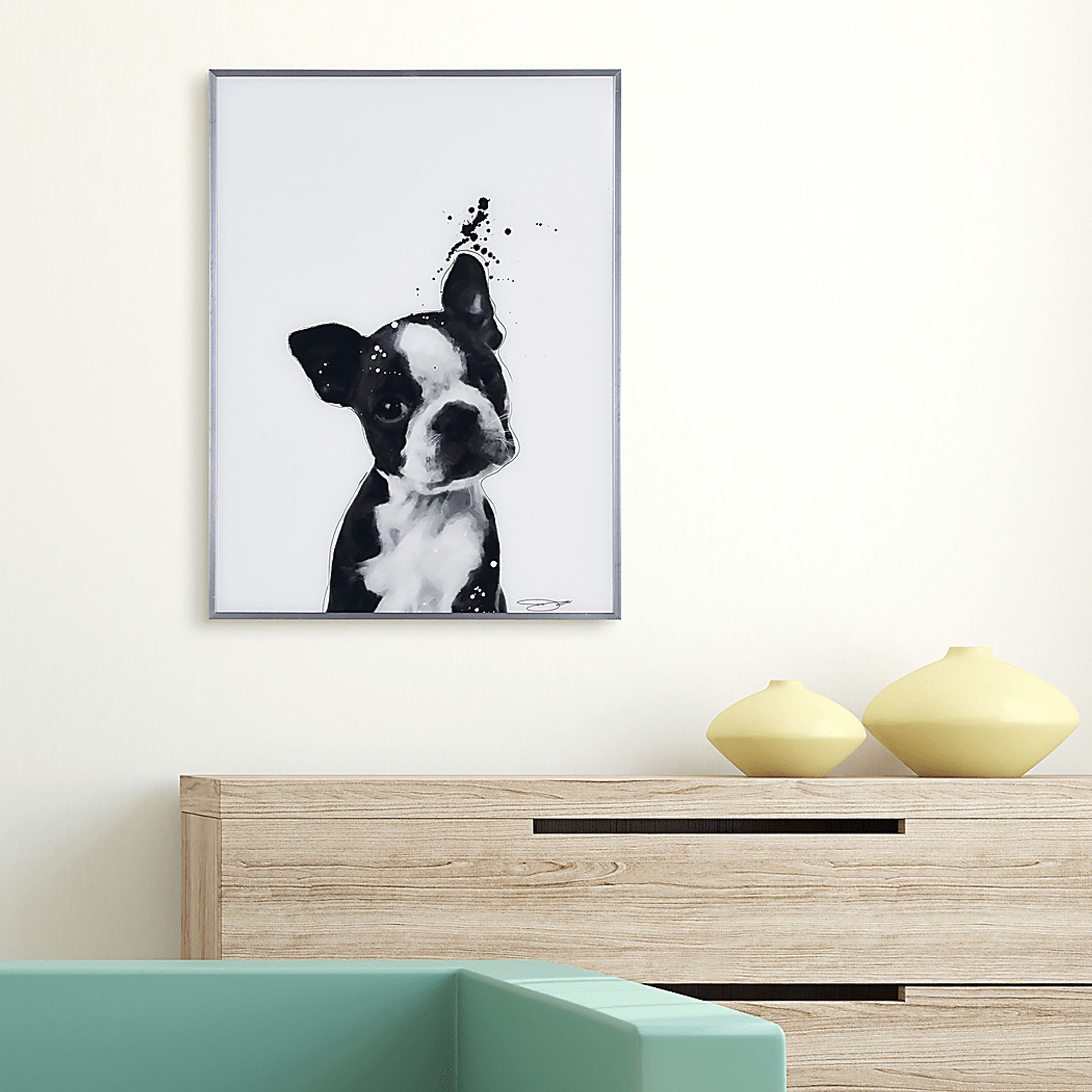 Kids Boston Terrier Pup Black Wall Art - Image 6