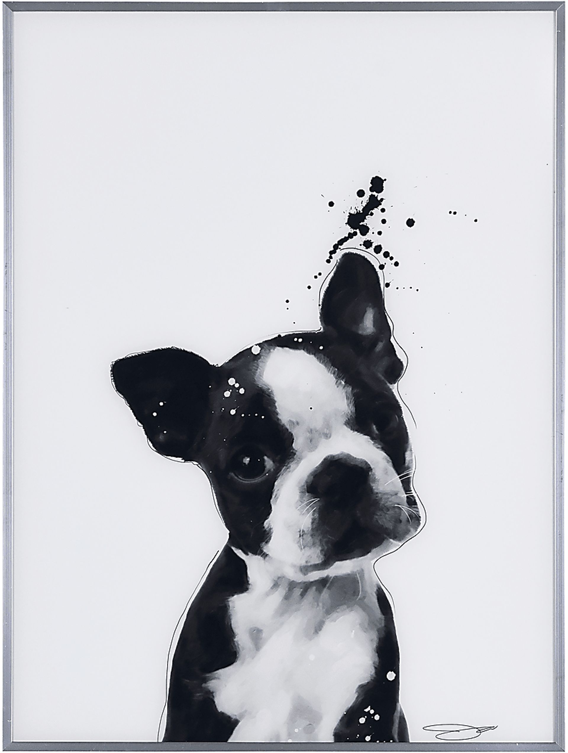 Kids Boston Terrier Pup Black Wall Art - Image 1