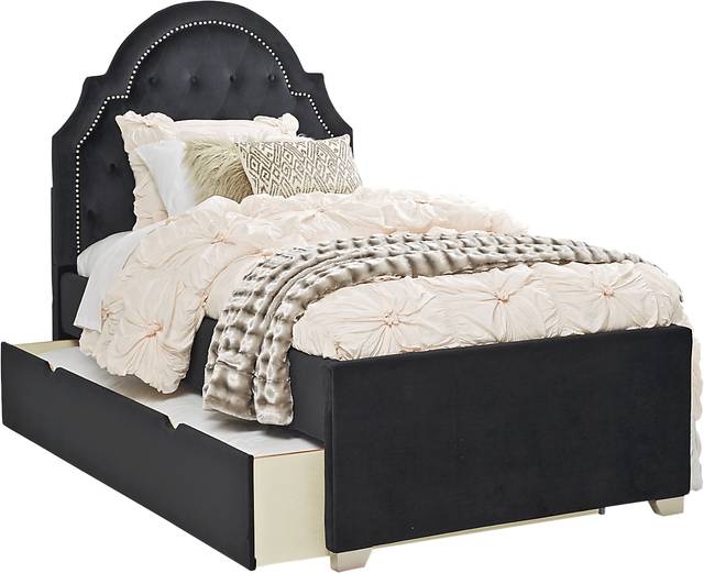 Kids Braelynn Black 3 Pc Twin Upholstered Bed with Trundle - Thumbnail - Image 1