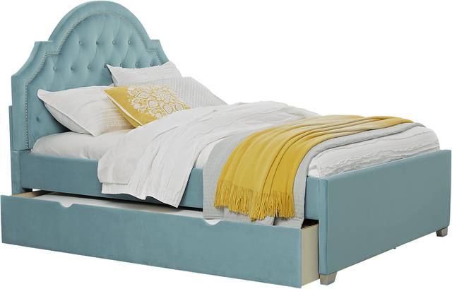 Kids Braelynn Teal 3 Pc Full Upholstered Bed with Storage Trundle - Thumbnail - Image 2