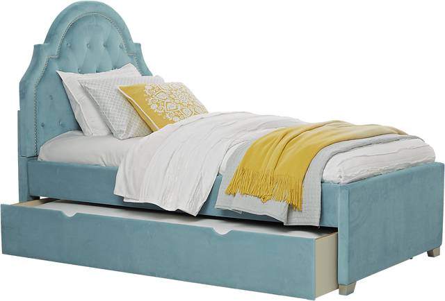 Kids Braelynn Teal 3 Pc Twin Upholstered Bed with Storage Trundle - Thumbnail - Image 2