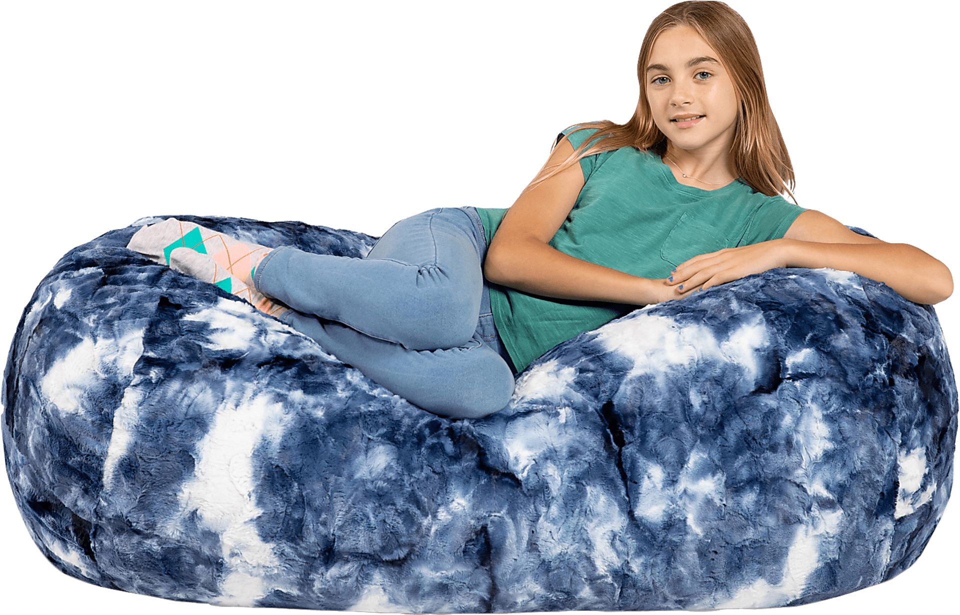 Kids Breun Blue White Bean Bag Lounger - Image 3