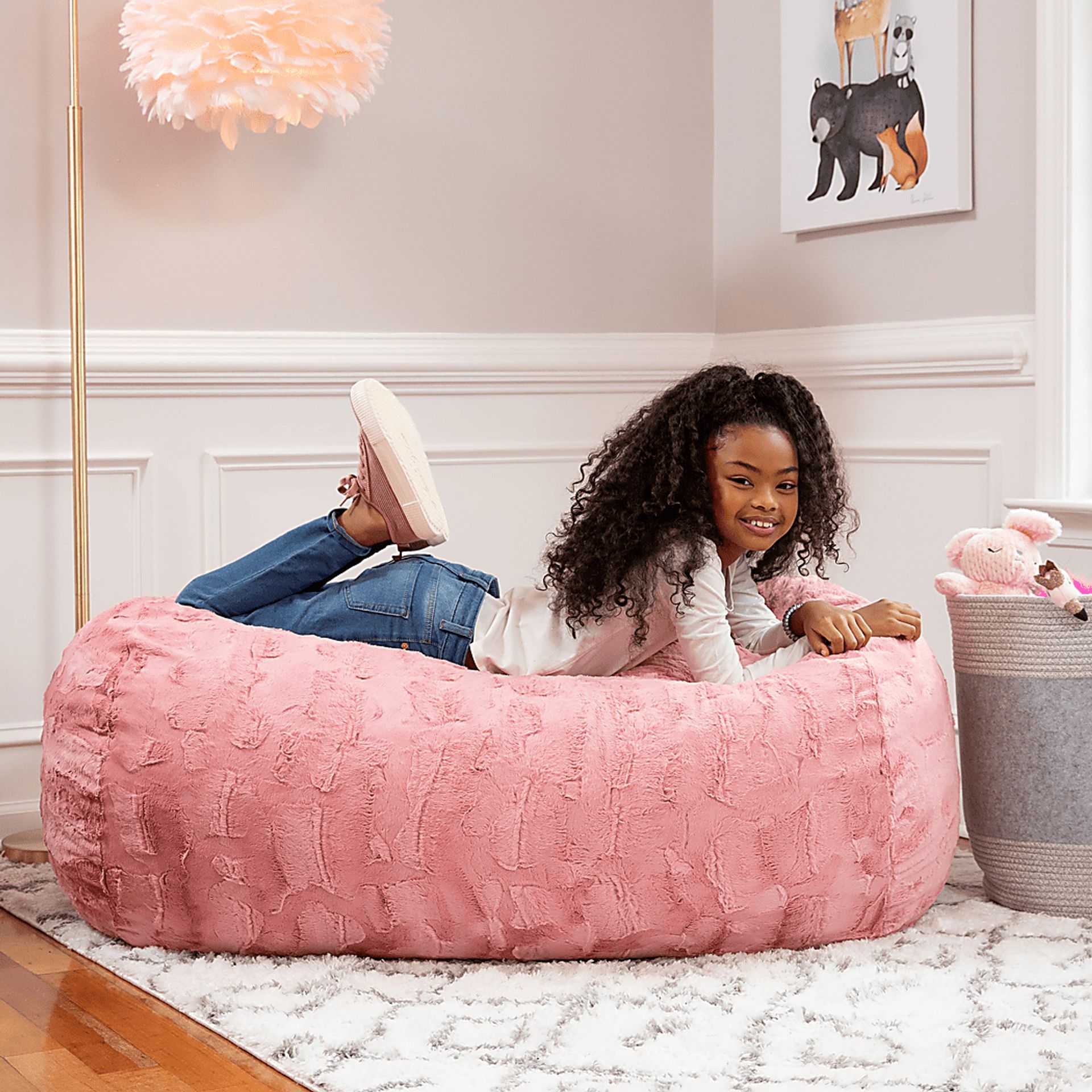Kids Breun Pink Bean Bag Lounger - Image 2