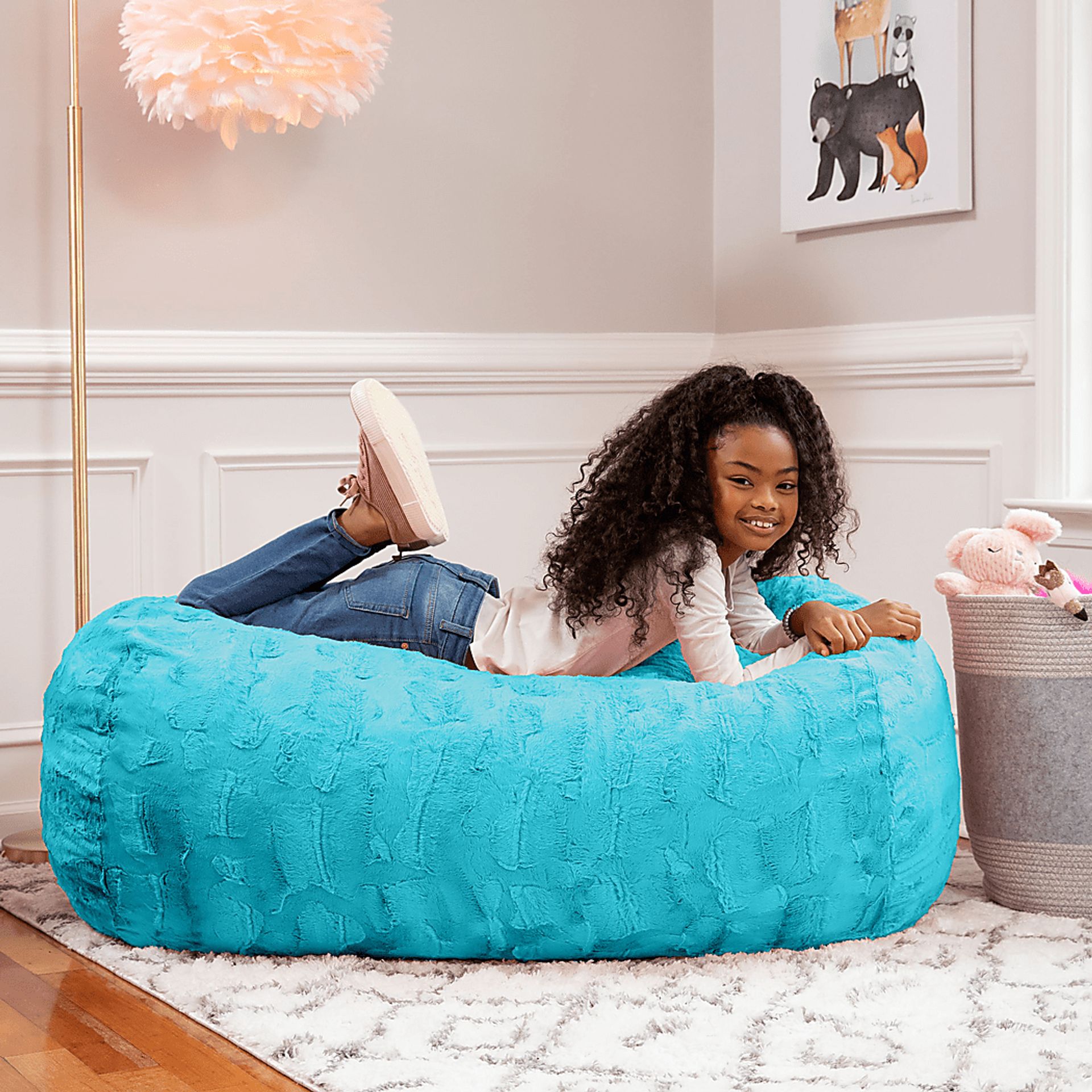 Kids Breun Turquoise Bean Bag Lounger - Image 2