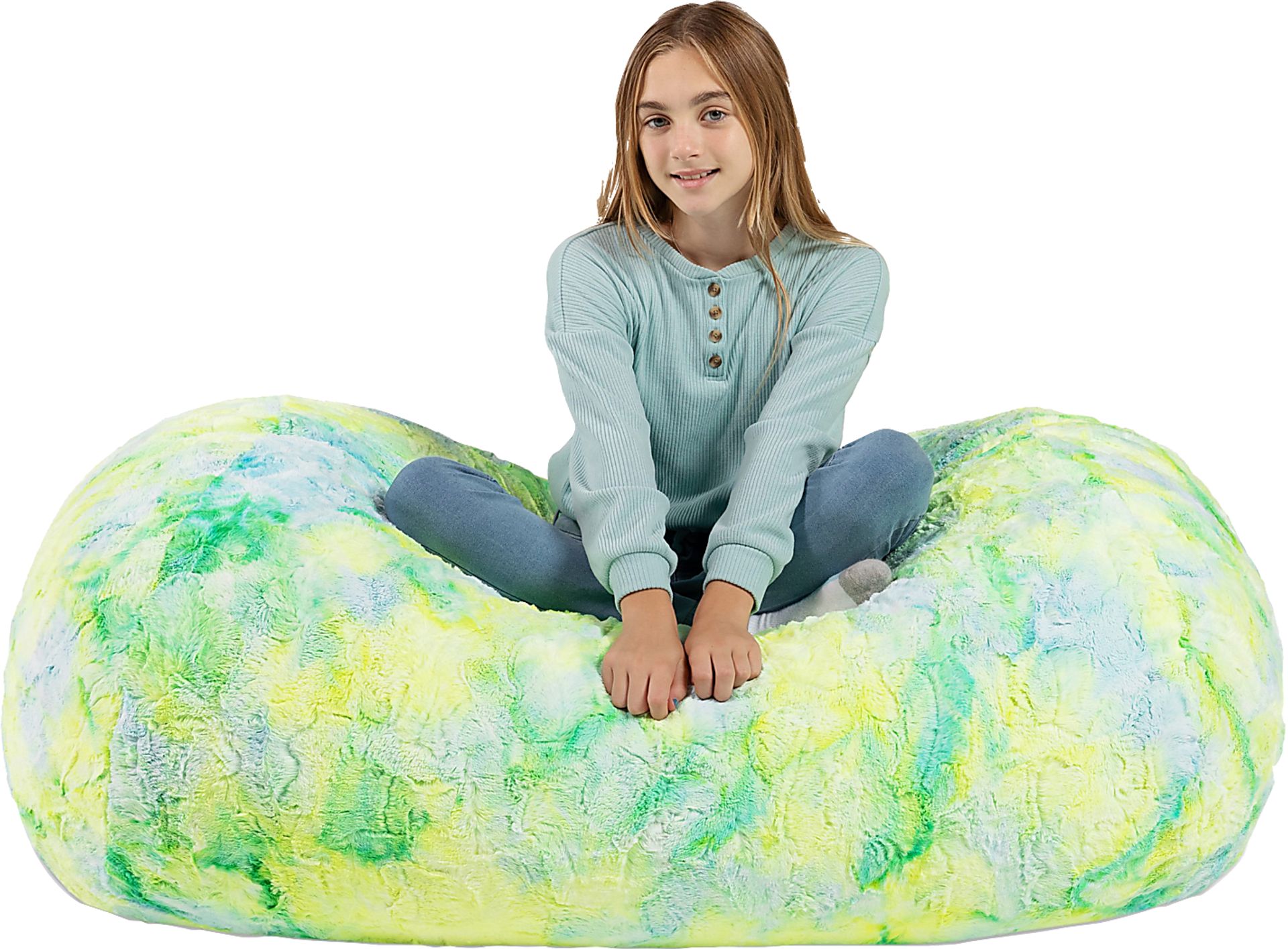 Kids Breun Yellow Green Bean Bag Lounger - Image 3