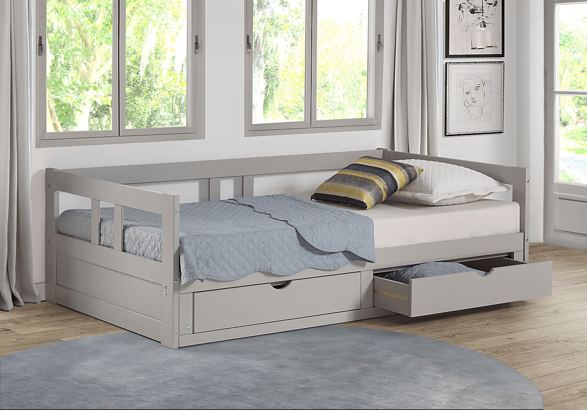 Kids Brigan Dove Gray Twin Extending Day Bed - Image 4