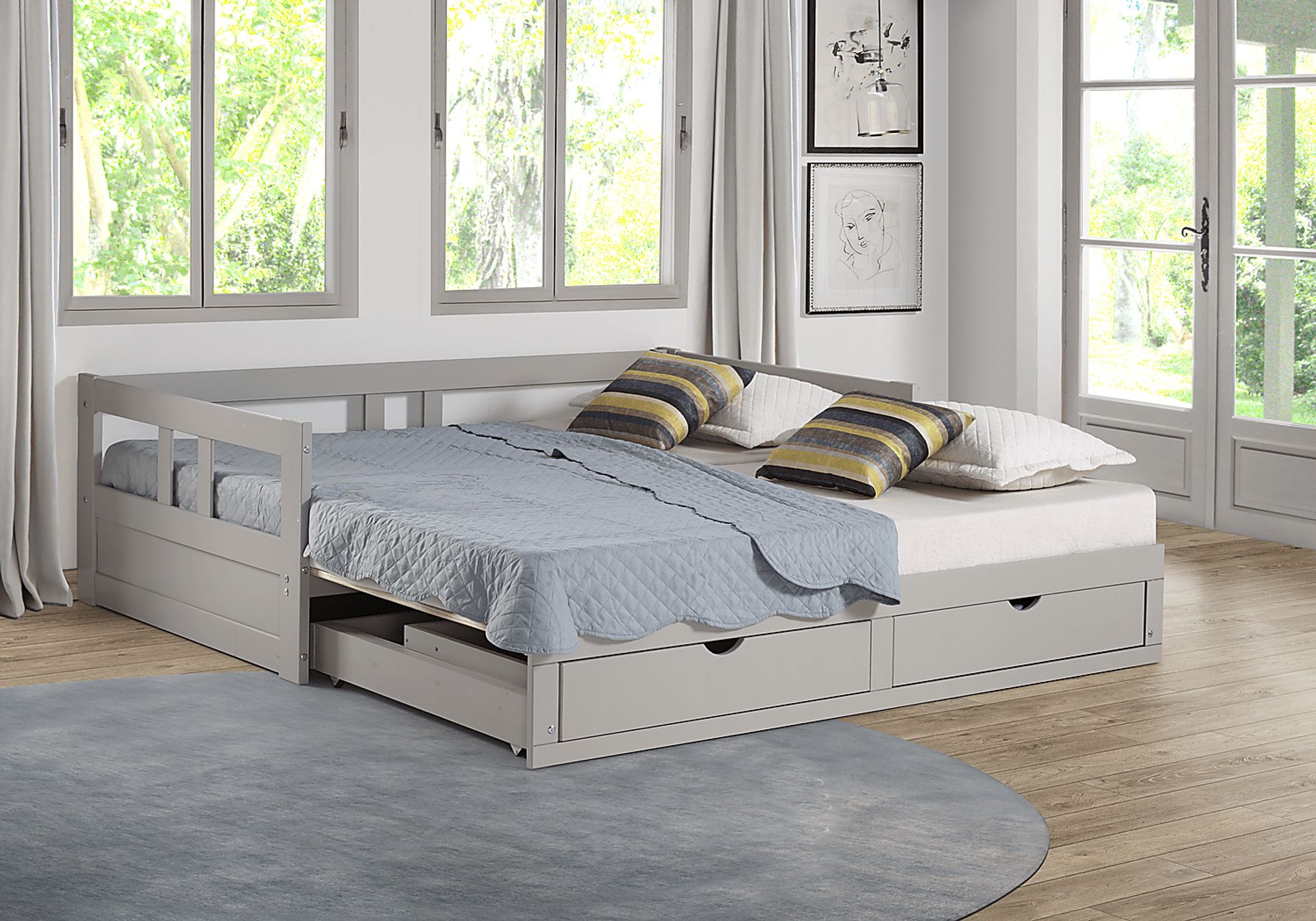 Kids Brigan Dove Gray Twin Extending Day Bed - Image 6