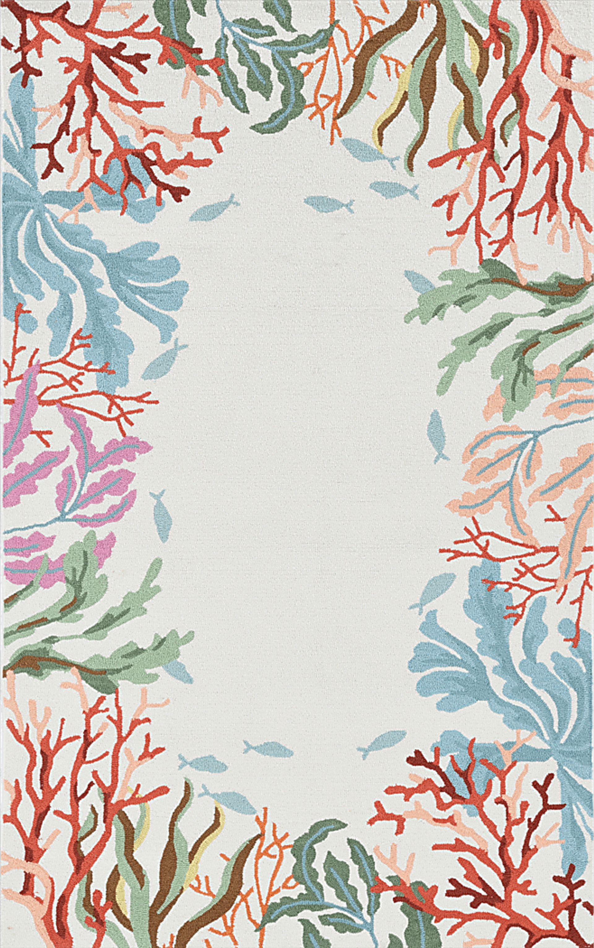Kids Bright Coral Ivory 3' x 5' Rug - Image 1