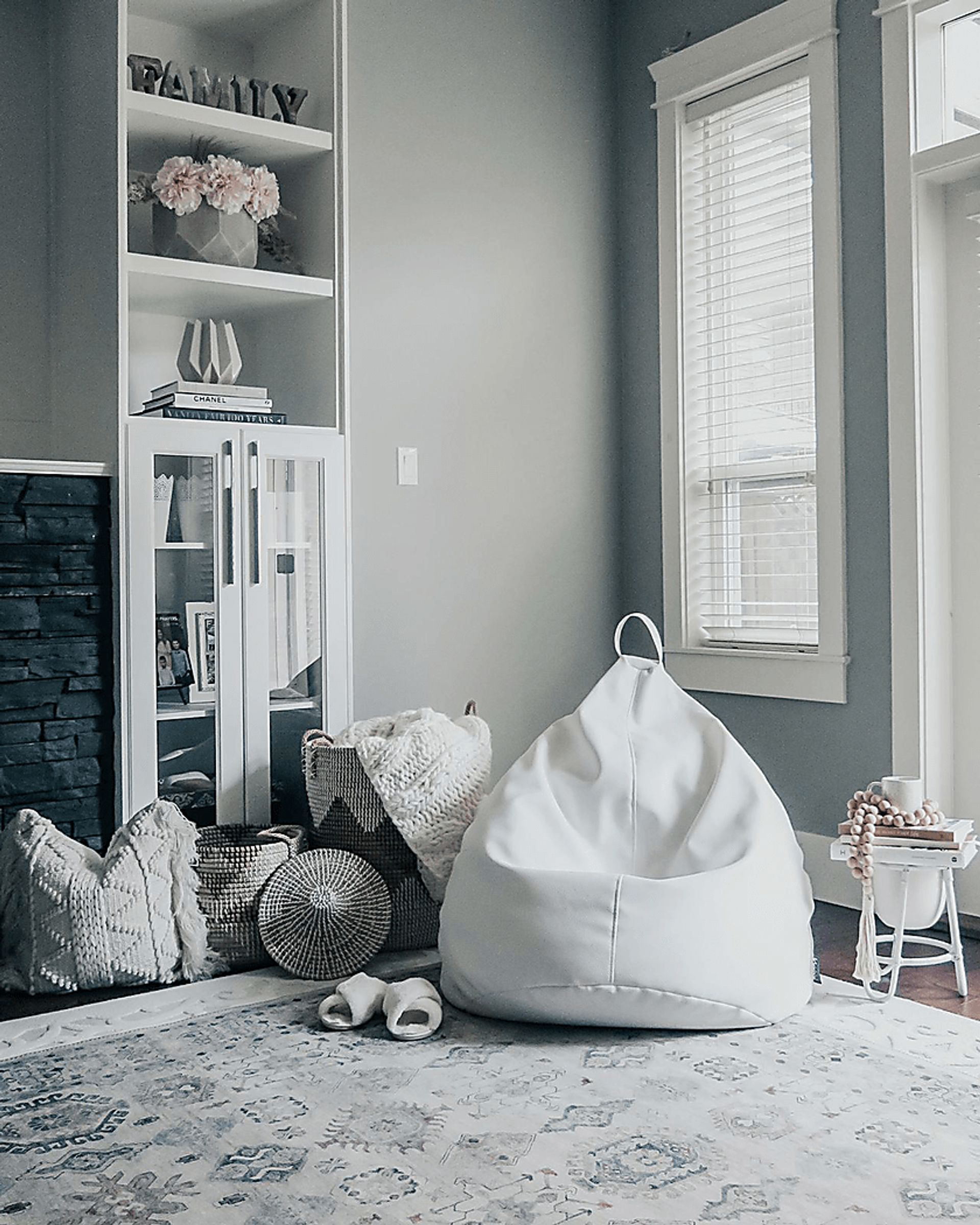 Kids Bright Drop White Bean Bag Chair - Image 2