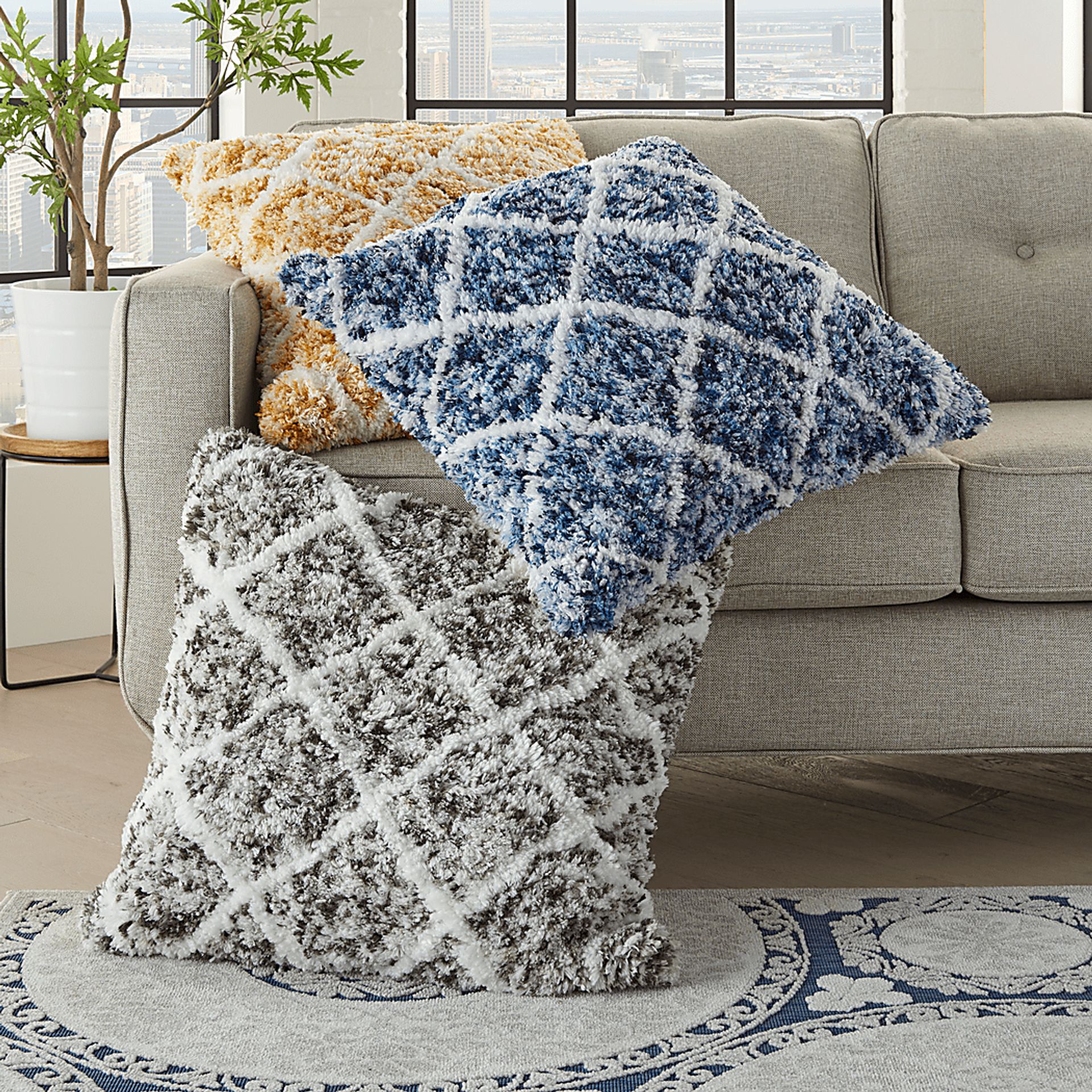 Kids Bright Lattice Gray Accent Pillow - Image 5