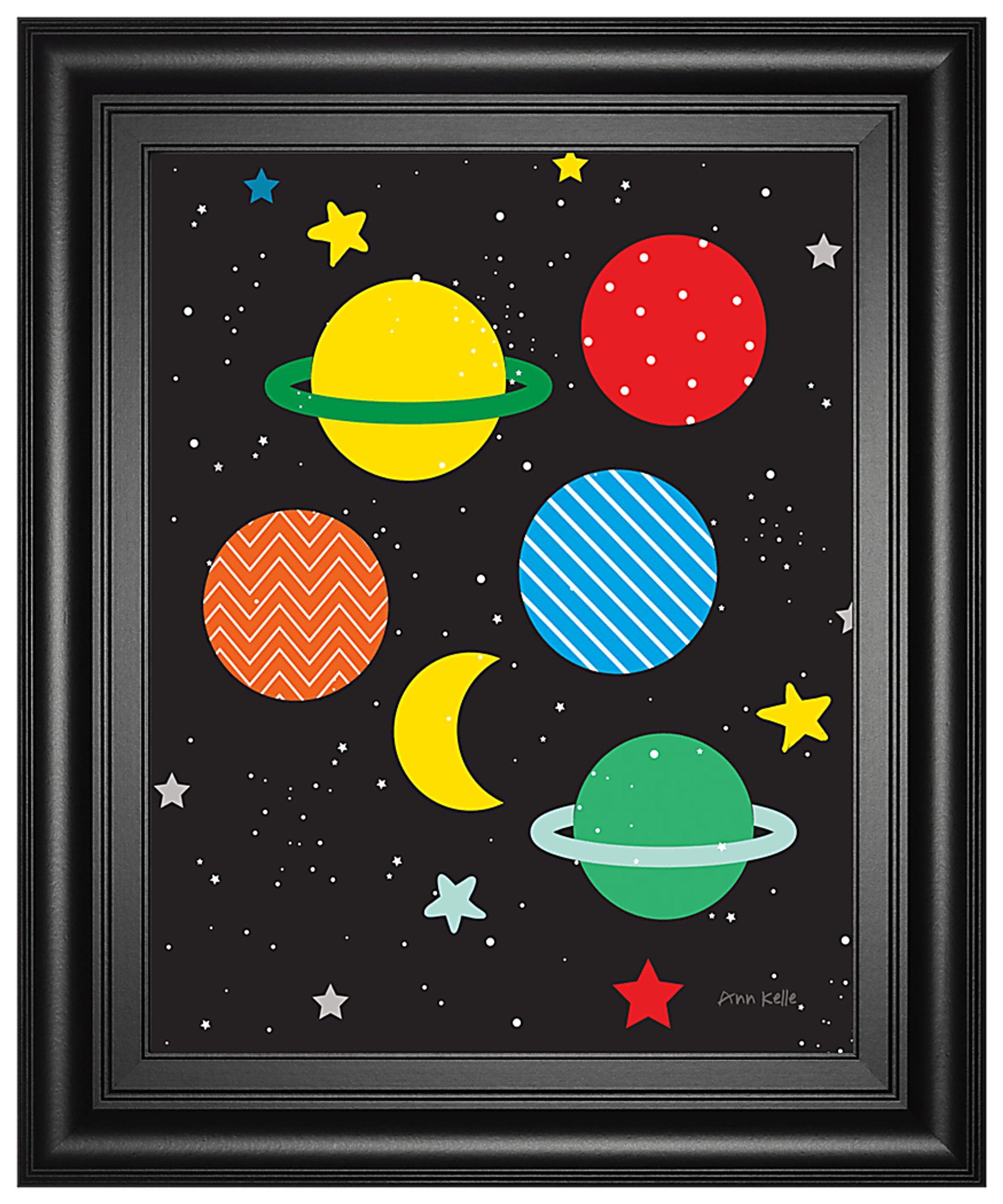 Kids Bright Planets Black Artwork - Image 1