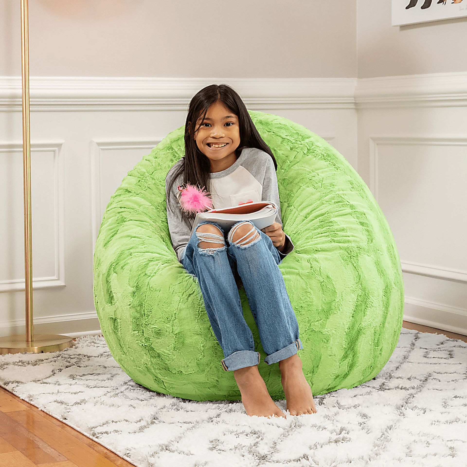 Kids Brogton Green Bean Chair - Image 2