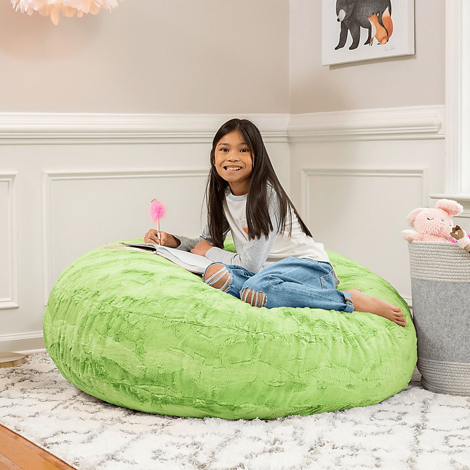 Kids Brogton Green Bean Chair - Image 3