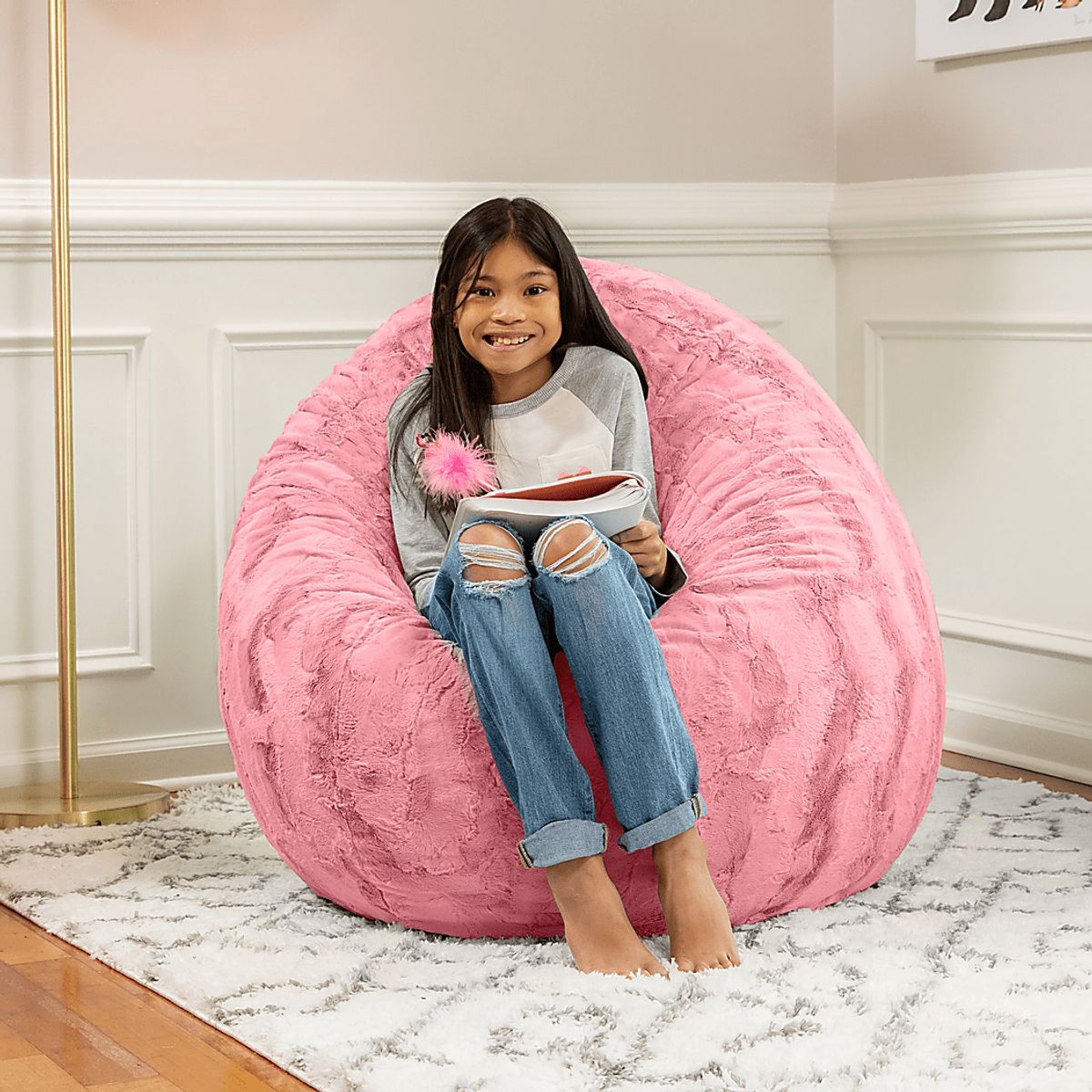 Brogton Pink Polyester Fabric Bean Bag Rooms to Go
