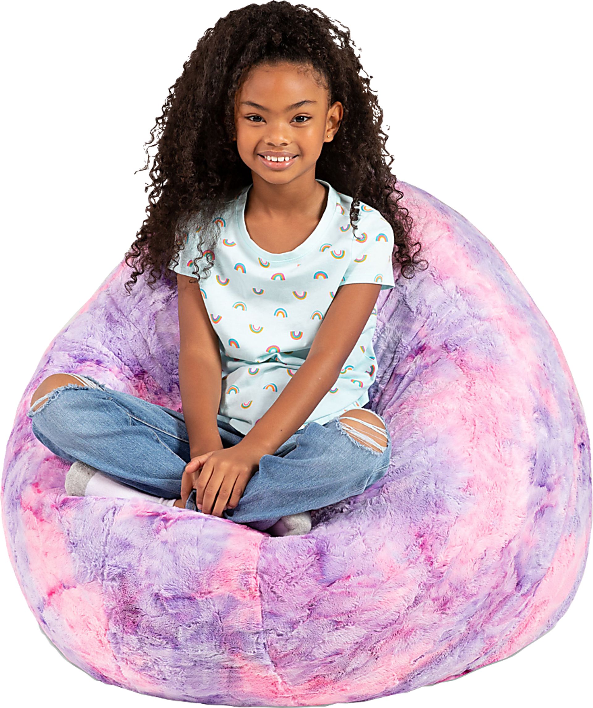 Kids Brogton Pink Purple Bean Bag Chair - Image 4