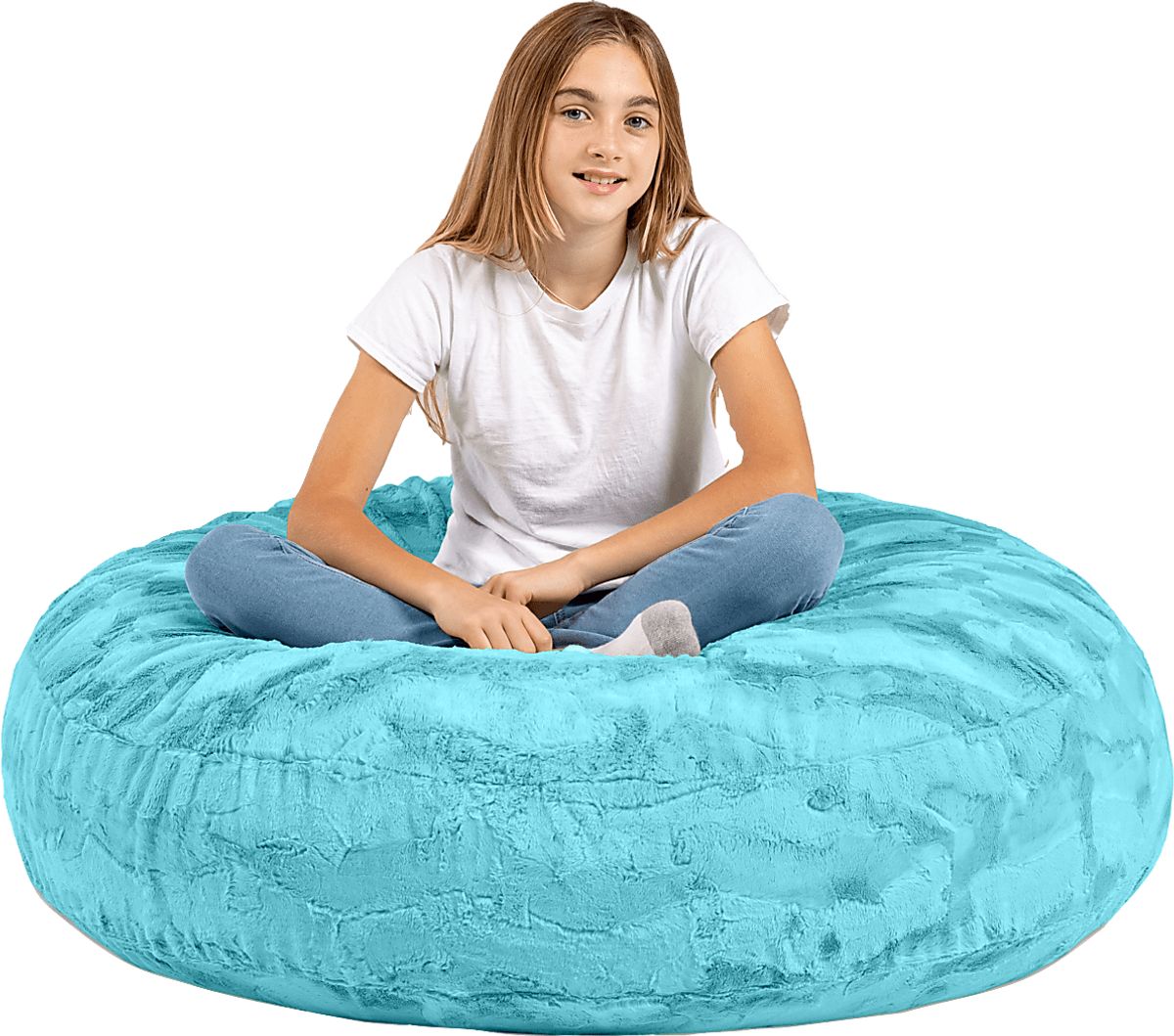 Brogton Turquoise Blue Polyester Fabric Bean Bag | Rooms to Go