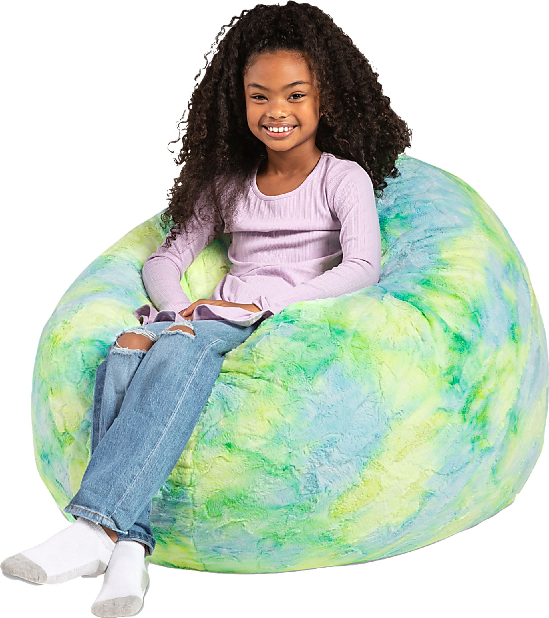 Kids Brogton Yellow Green Bean Bag Chair - Image 5