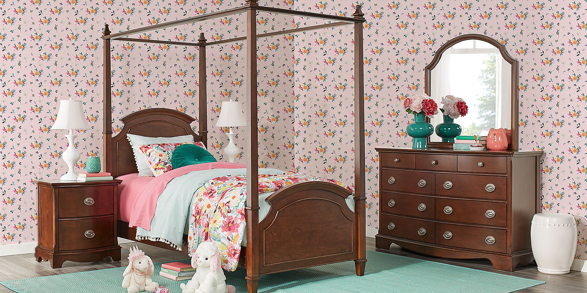 Kids Brooklyn Lane Cherry 6 Pc Twin Canopy Bedroom - Image 2
