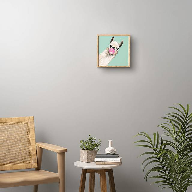 Kids Bubblegum Llama Green Wall Art - Thumbnail - Image 2