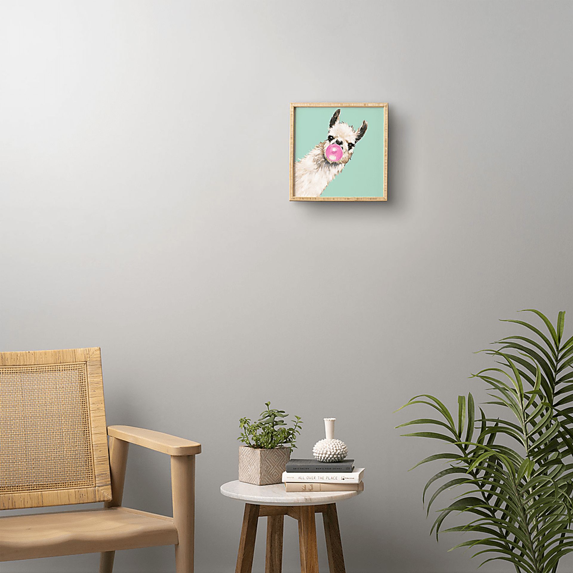 Kids Bubblegum Llama Green Wall Art - Image 2