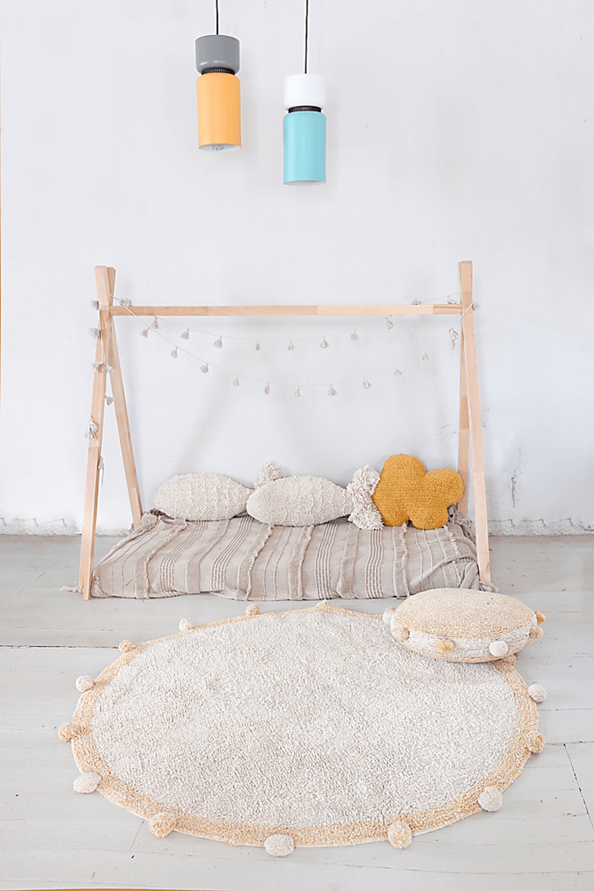 Kids Bubbly Natural/Honey 4' Machine Washable Round Rug - Image 2