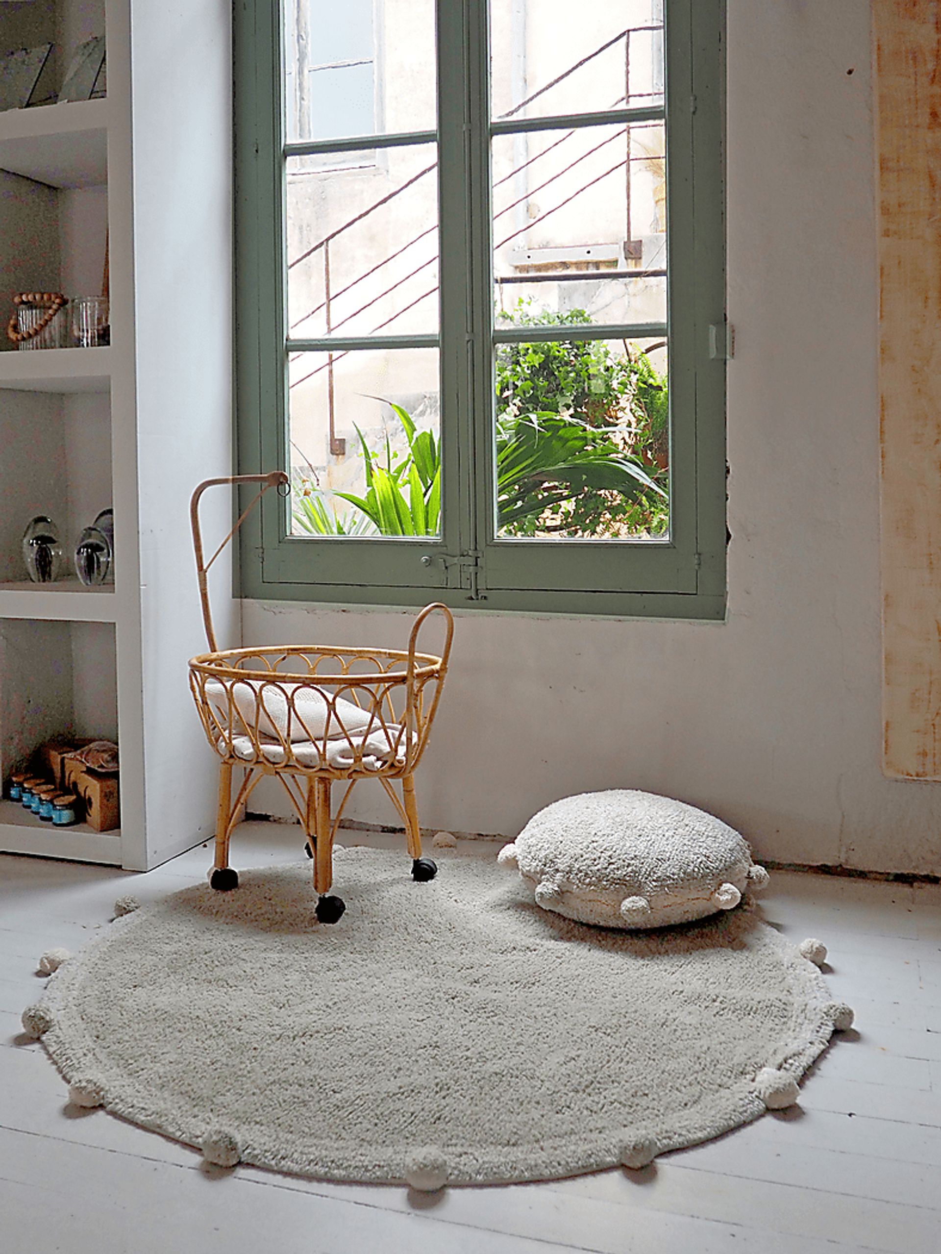 Kids Bubbly Olive 4' Machine Washable Round Rug - Image 4