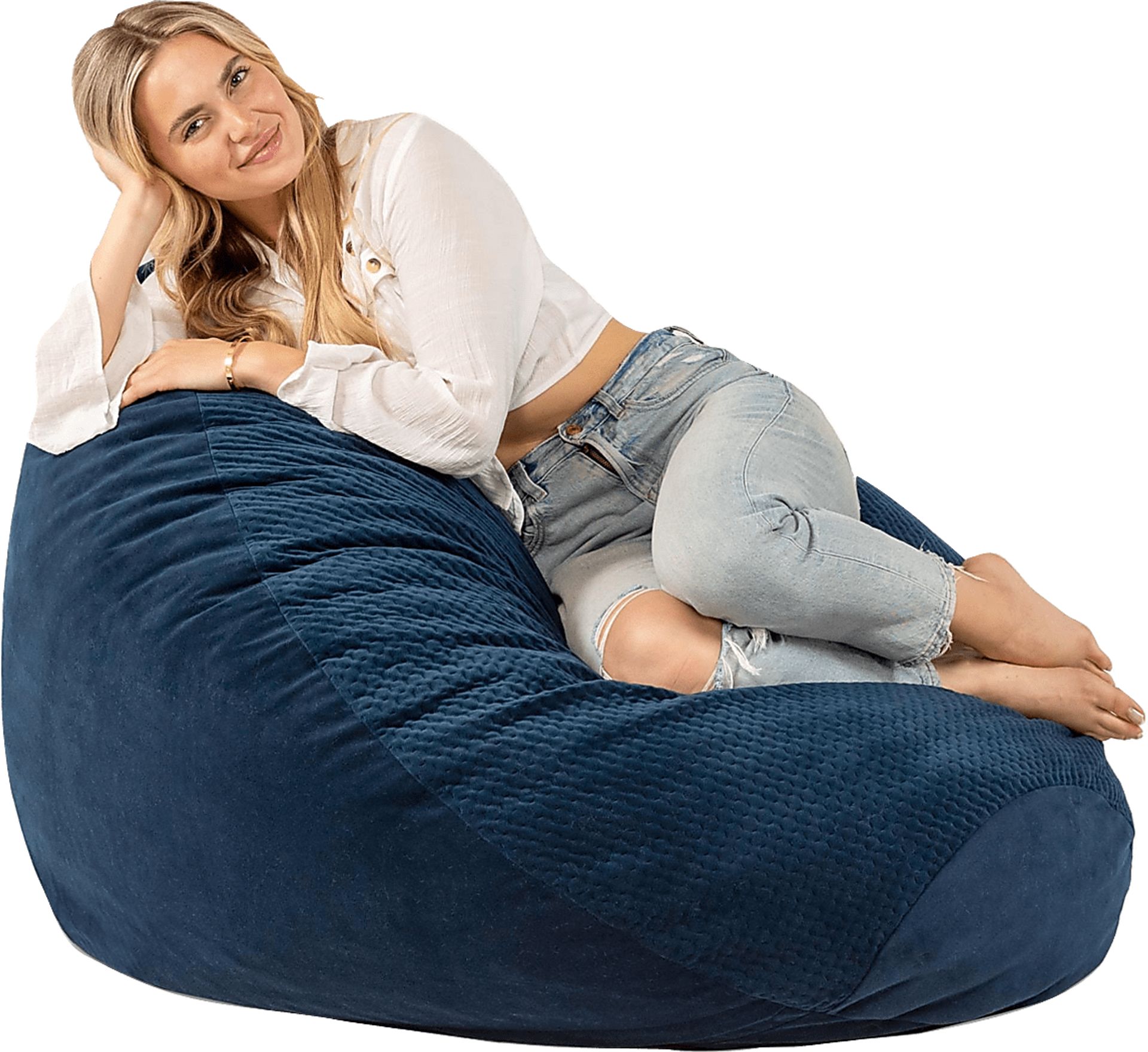 Kids Bultman Blue Bean Bag Egg Chair - Image 3