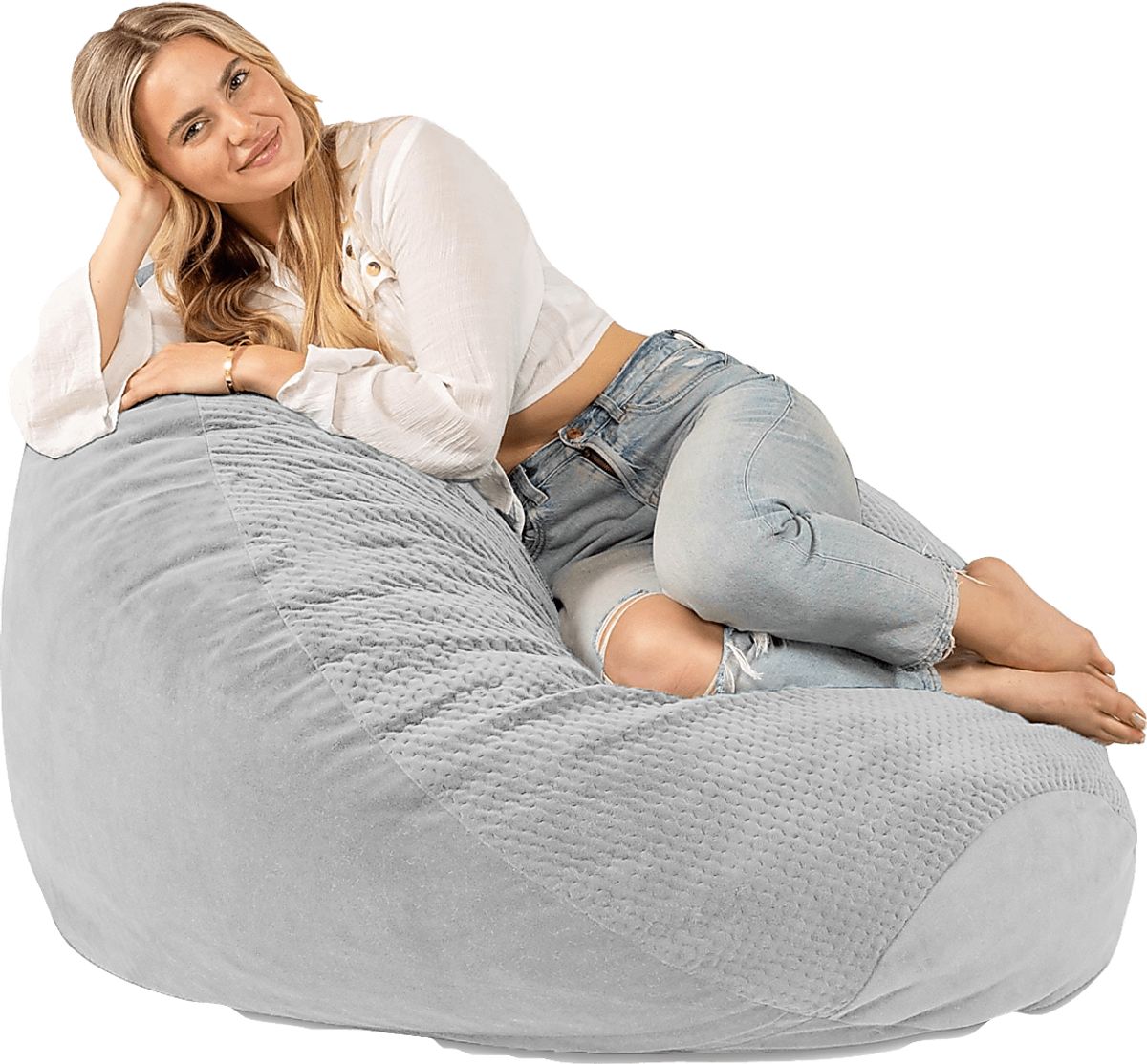 Bultman Gray Polyester Fabric Bean Bag Egg Chair | Rooms to Go