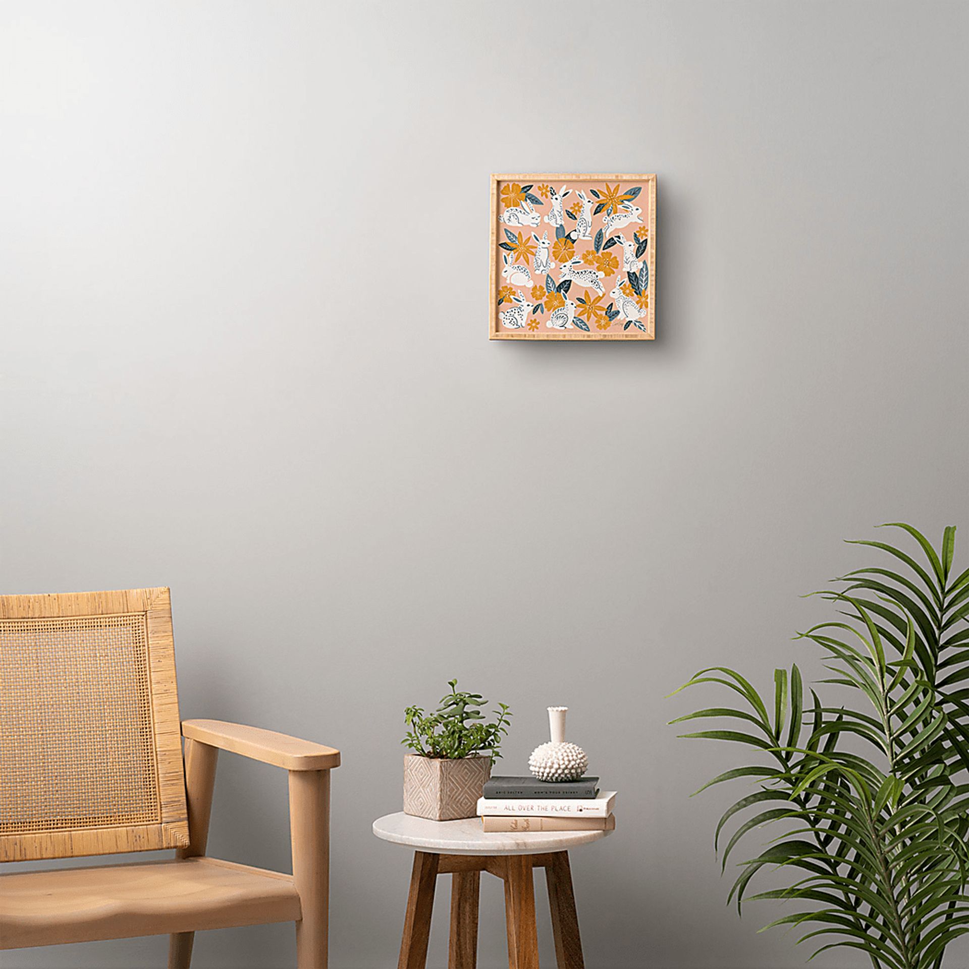 Kids Bunnies Bloom Pink Framed Wall Art - Image 2