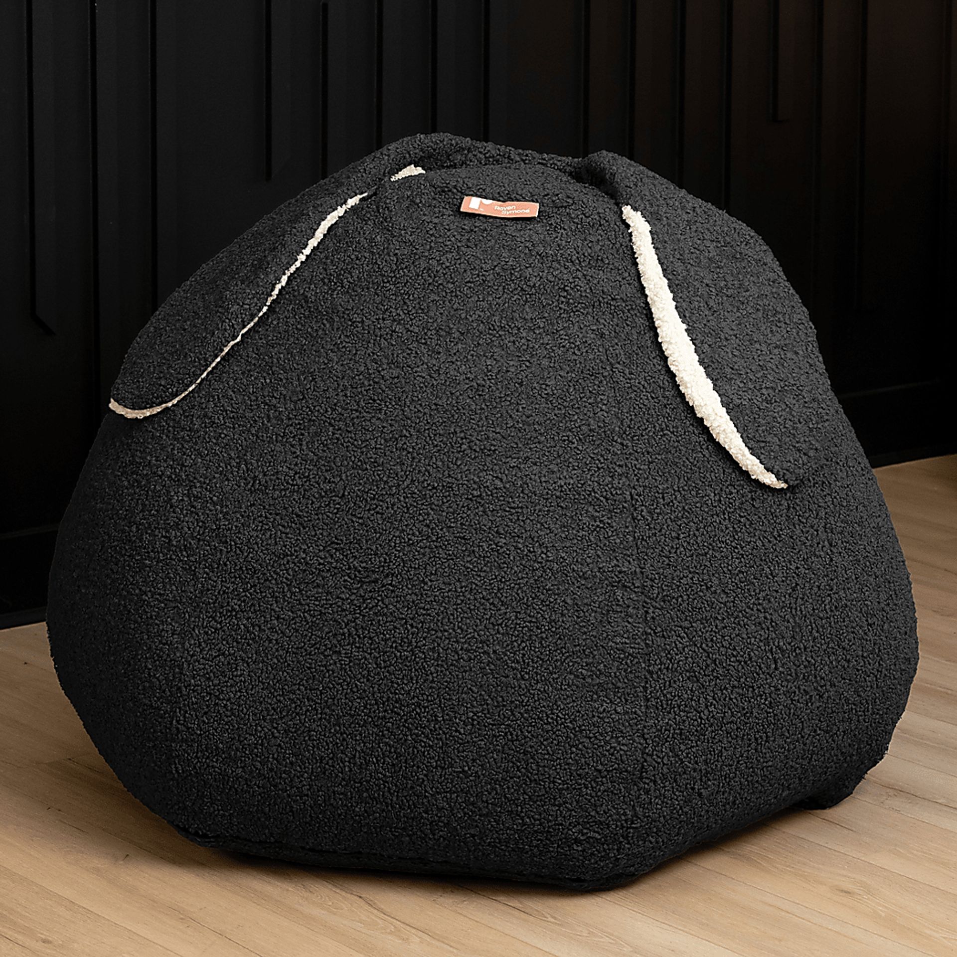 Kids Bunny Black Bean Bag Chair - Image 2