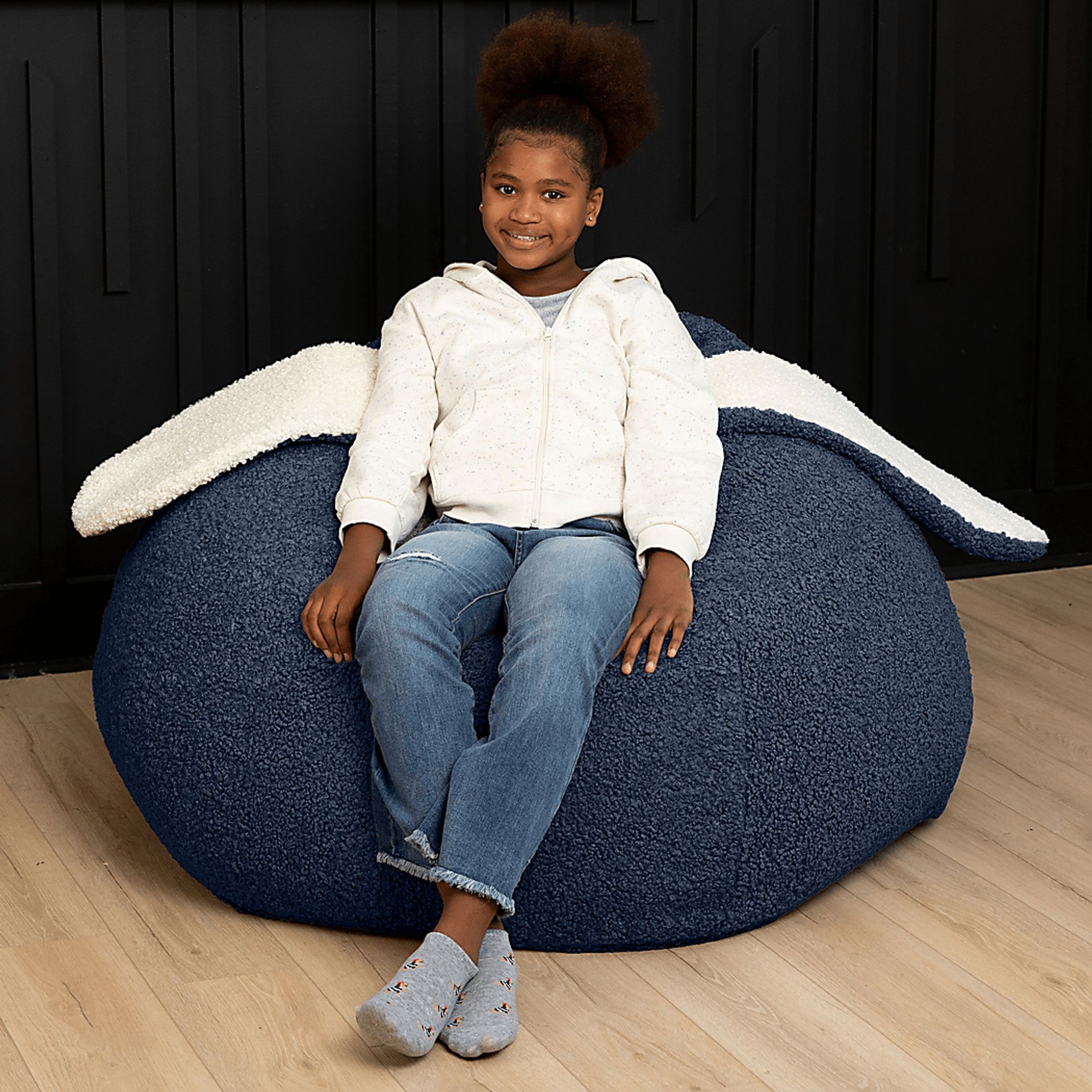 Kids Bunny Blue Bean Bag Chair - Image 4