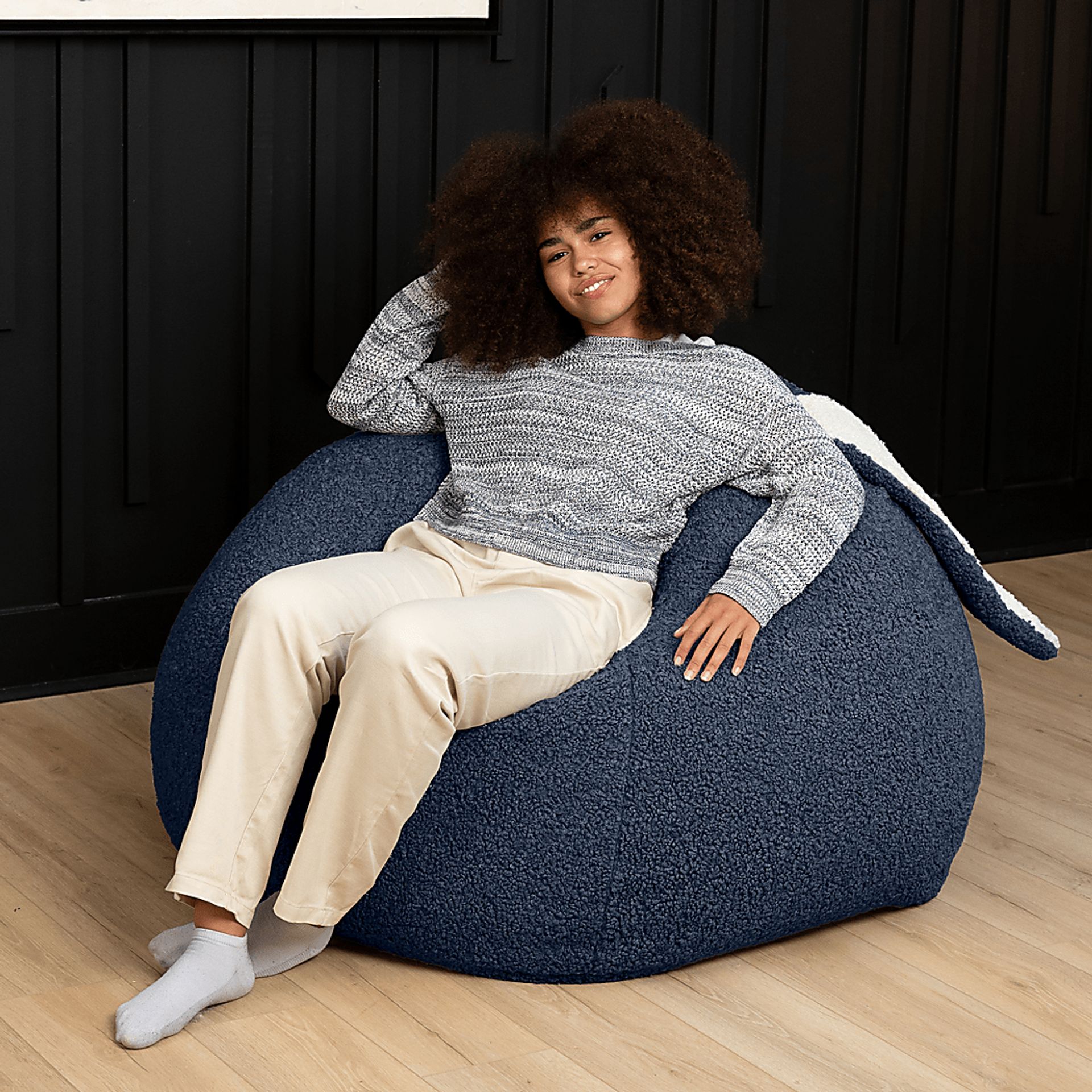 Kids Bunny Blue Bean Bag Chair - Image 5