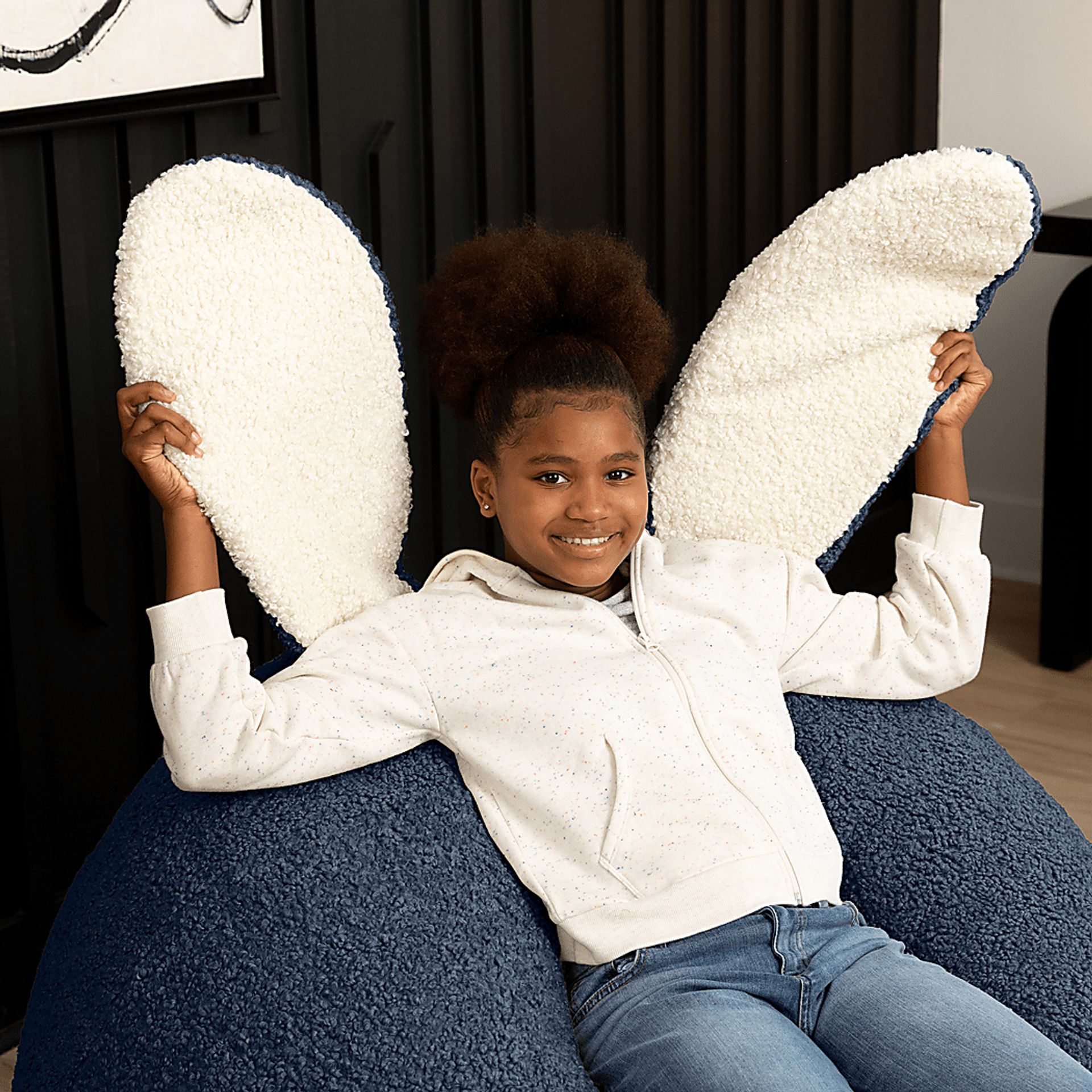 Kids Bunny Blue Bean Bag Chair - Image 6