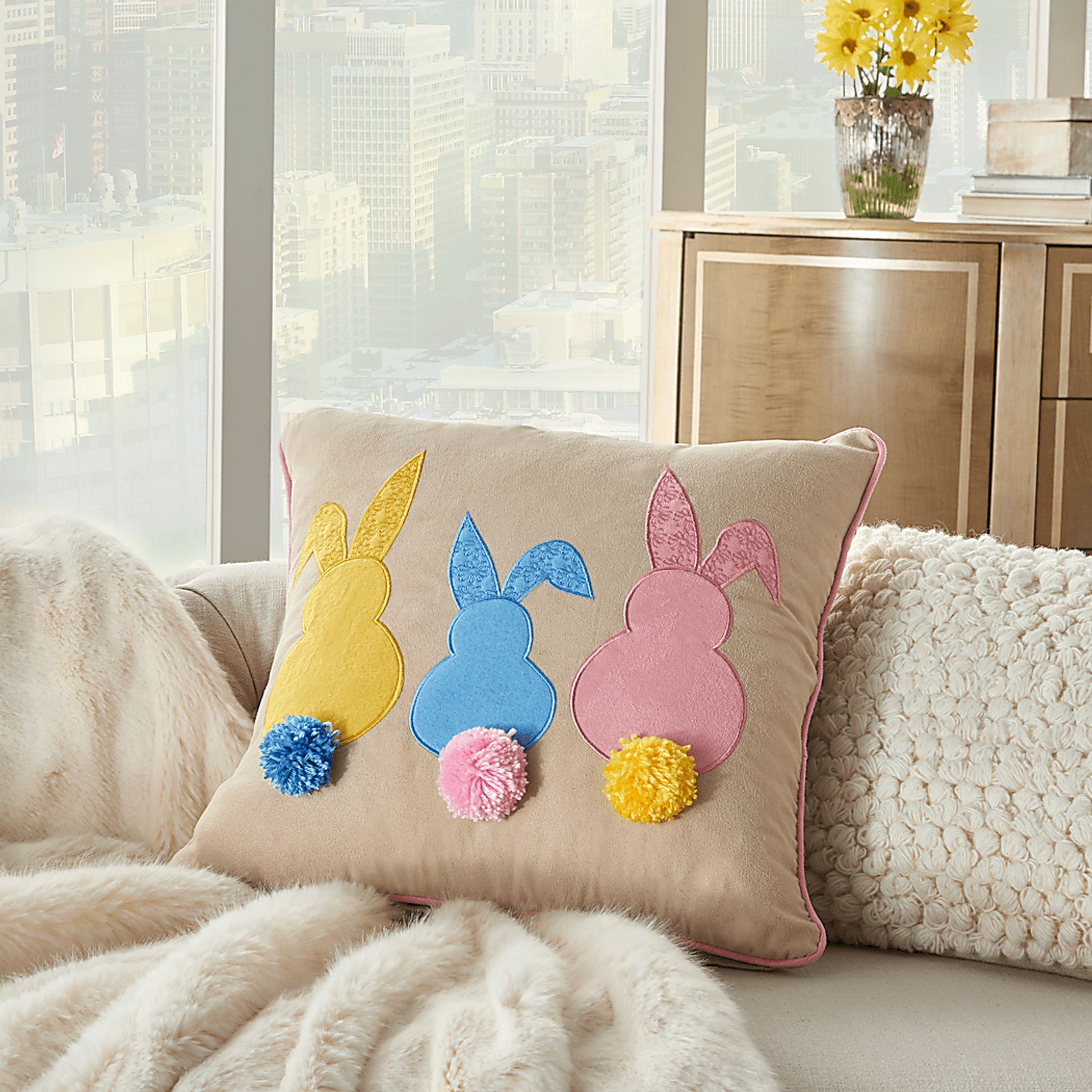 Kids Bunny Burrow Beige Accent Pillow - Image 4