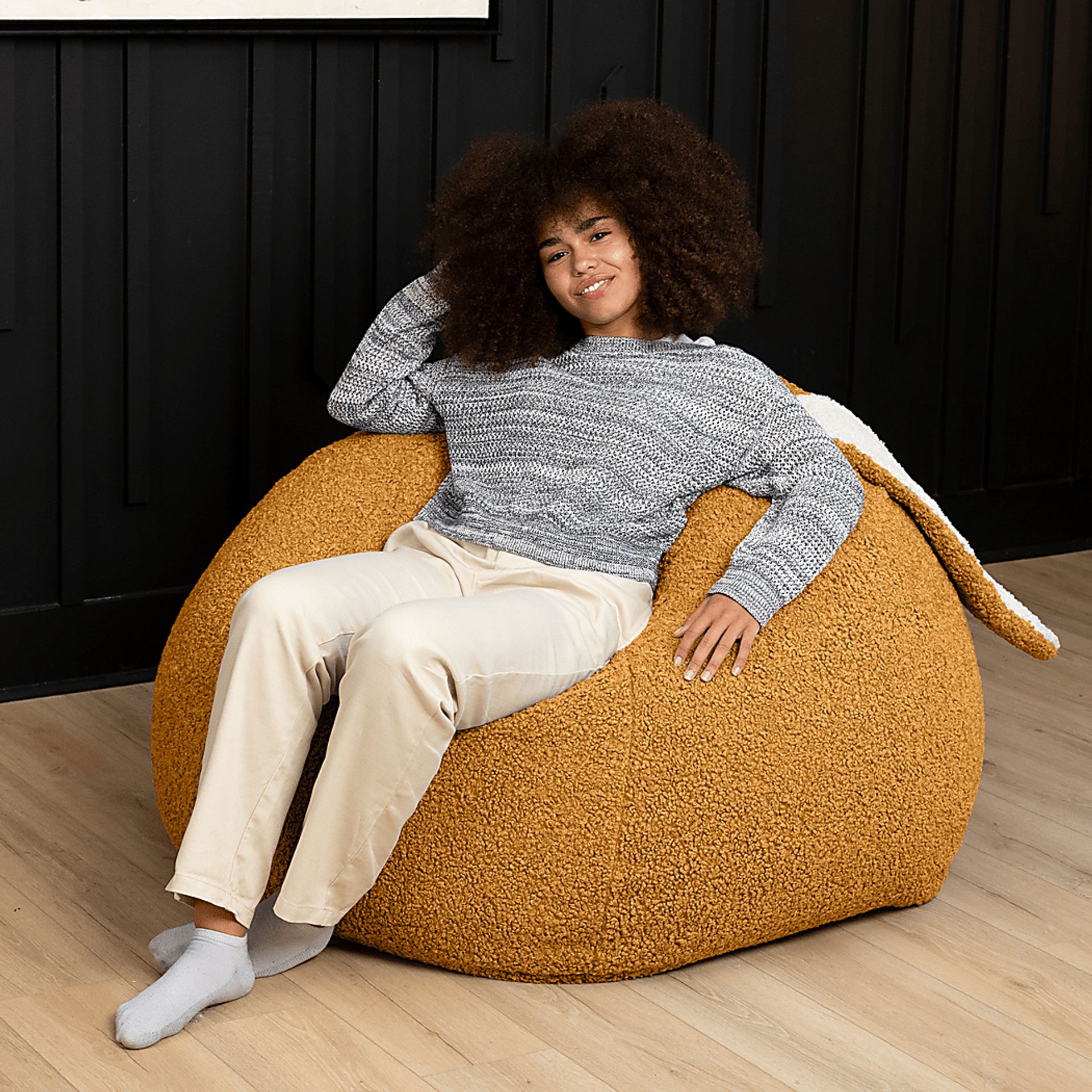 Kids Bunny Gold Bean Bag Chair - Image 6