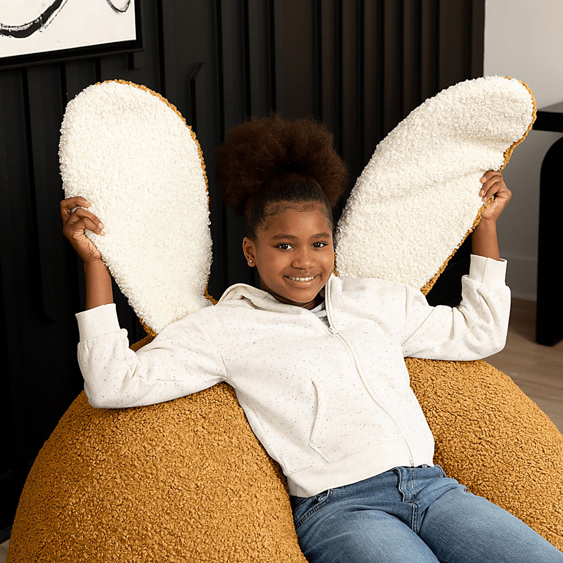 Kids Bunny Gold Bean Bag Chair - Image 7