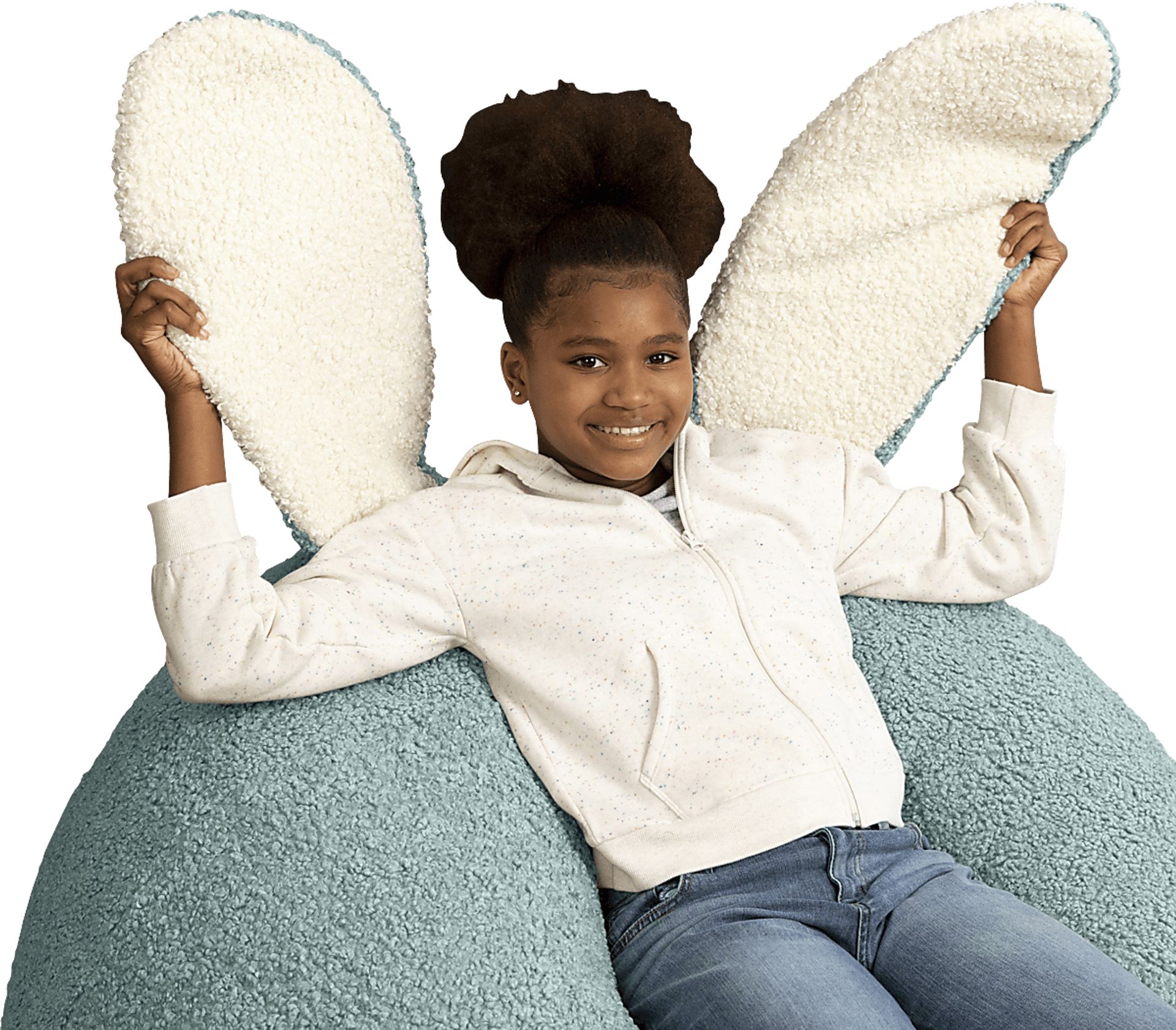 Kids Bunny Green Bean Bag Chair - Image 6